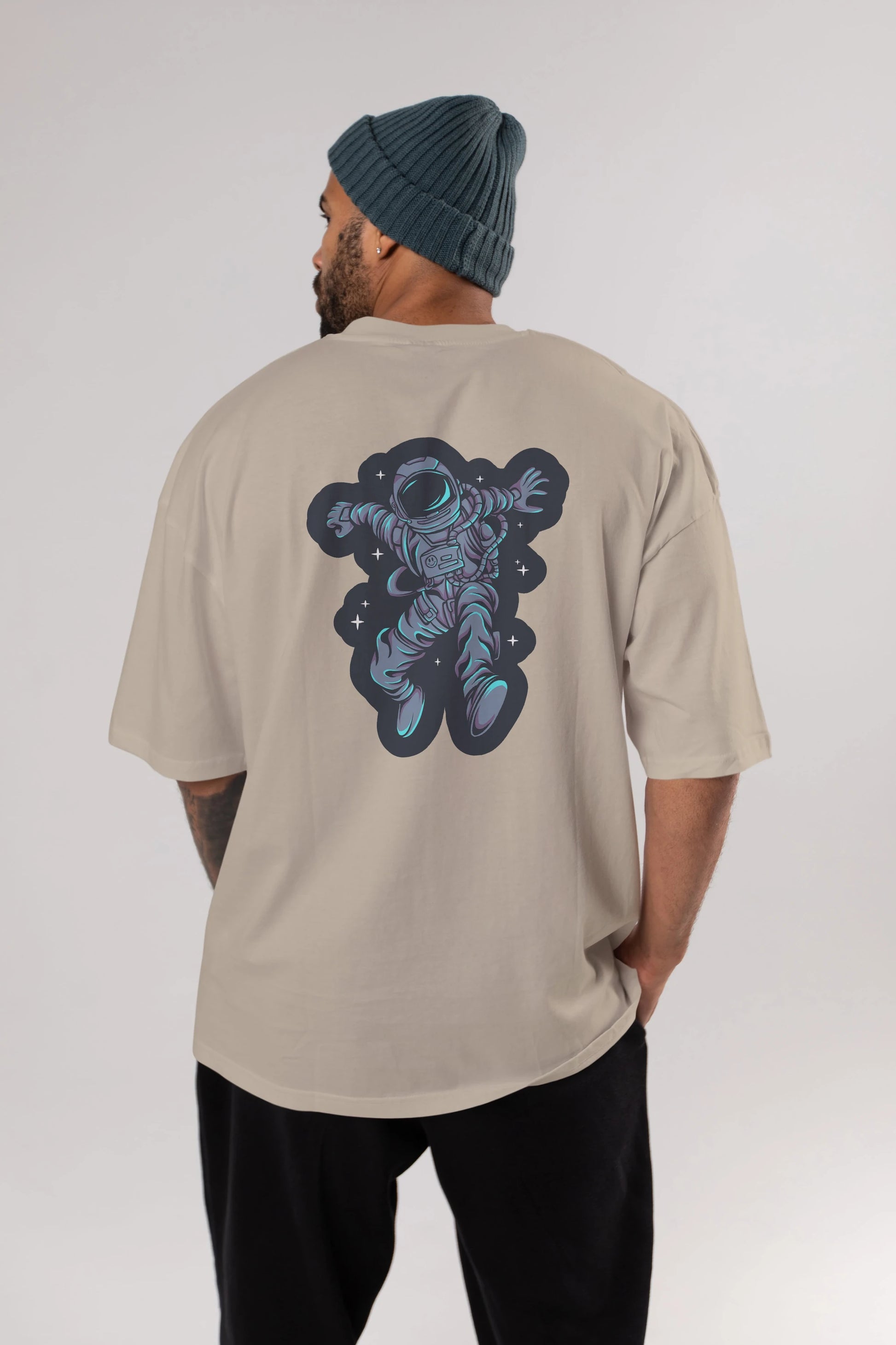 Astrostars sticker Arka Baskılı Oversize t-shirt Erkek Kadın Unisex