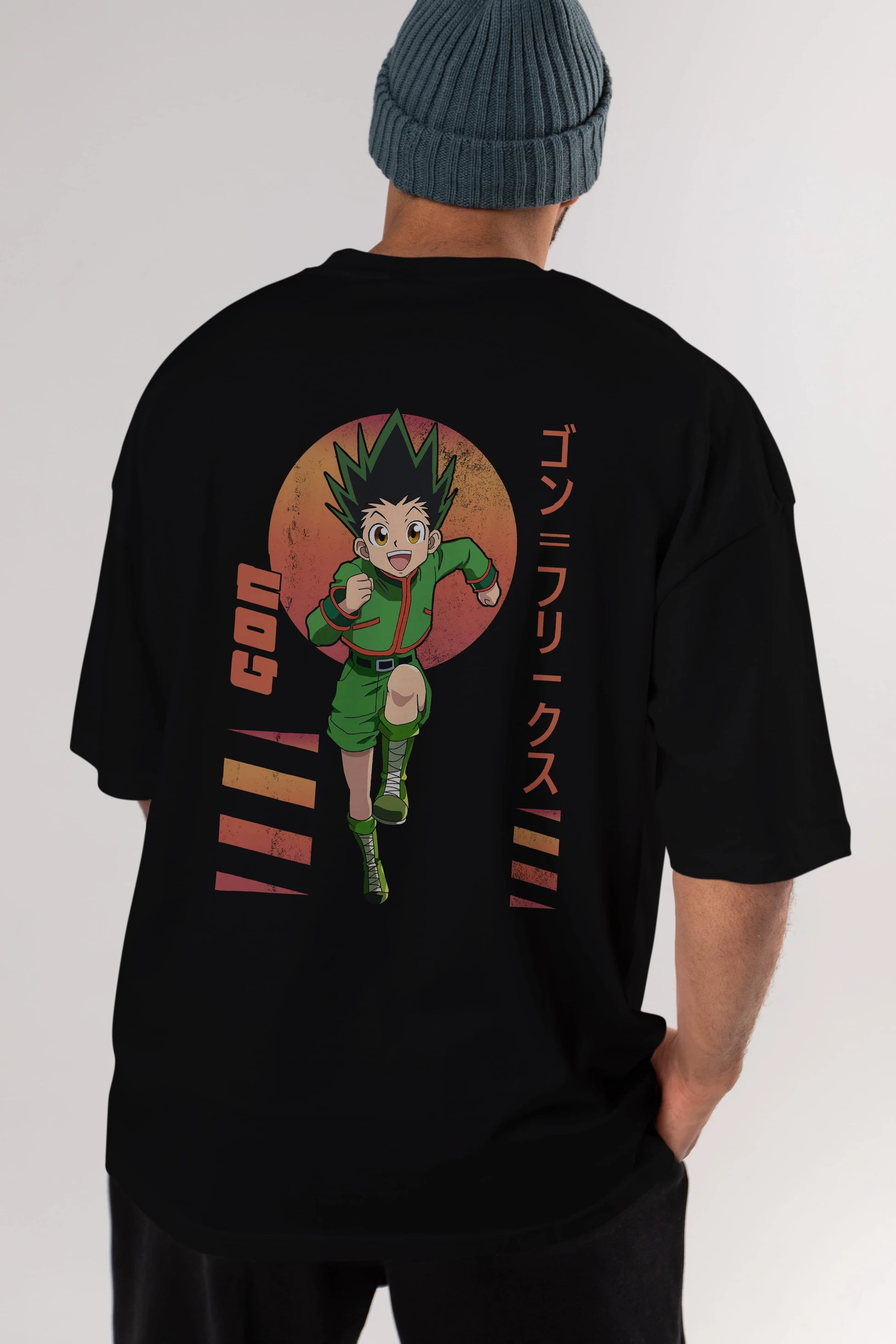 Gon Freecss HUNTER X HUNTER 2 Anime Arka Baskılı Oversize t-shirt Erkek Kadın Unisex