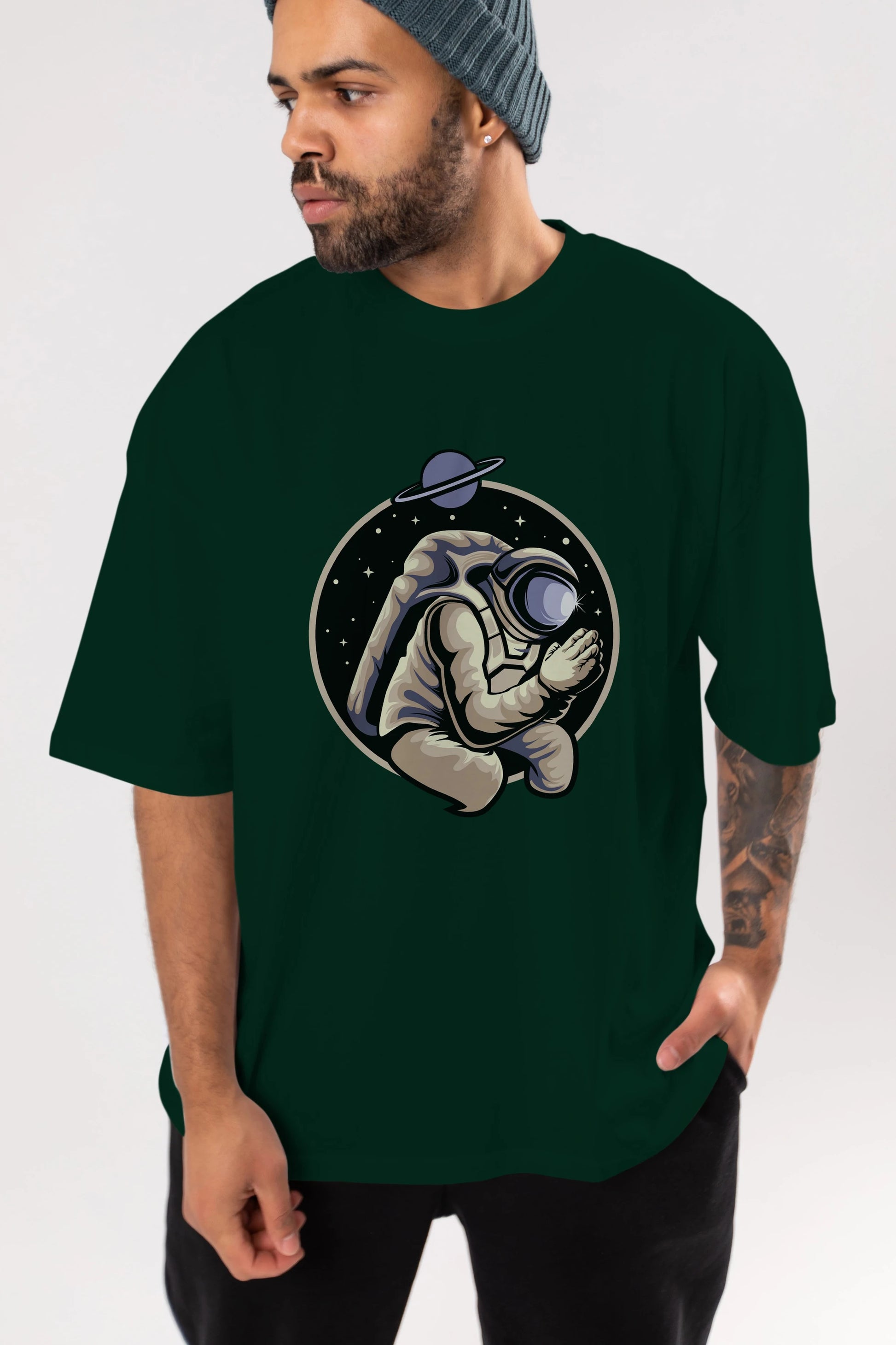 Astronaut Praying Ön Baskılı Oversize t-shirt Erkek Kadın Unisex