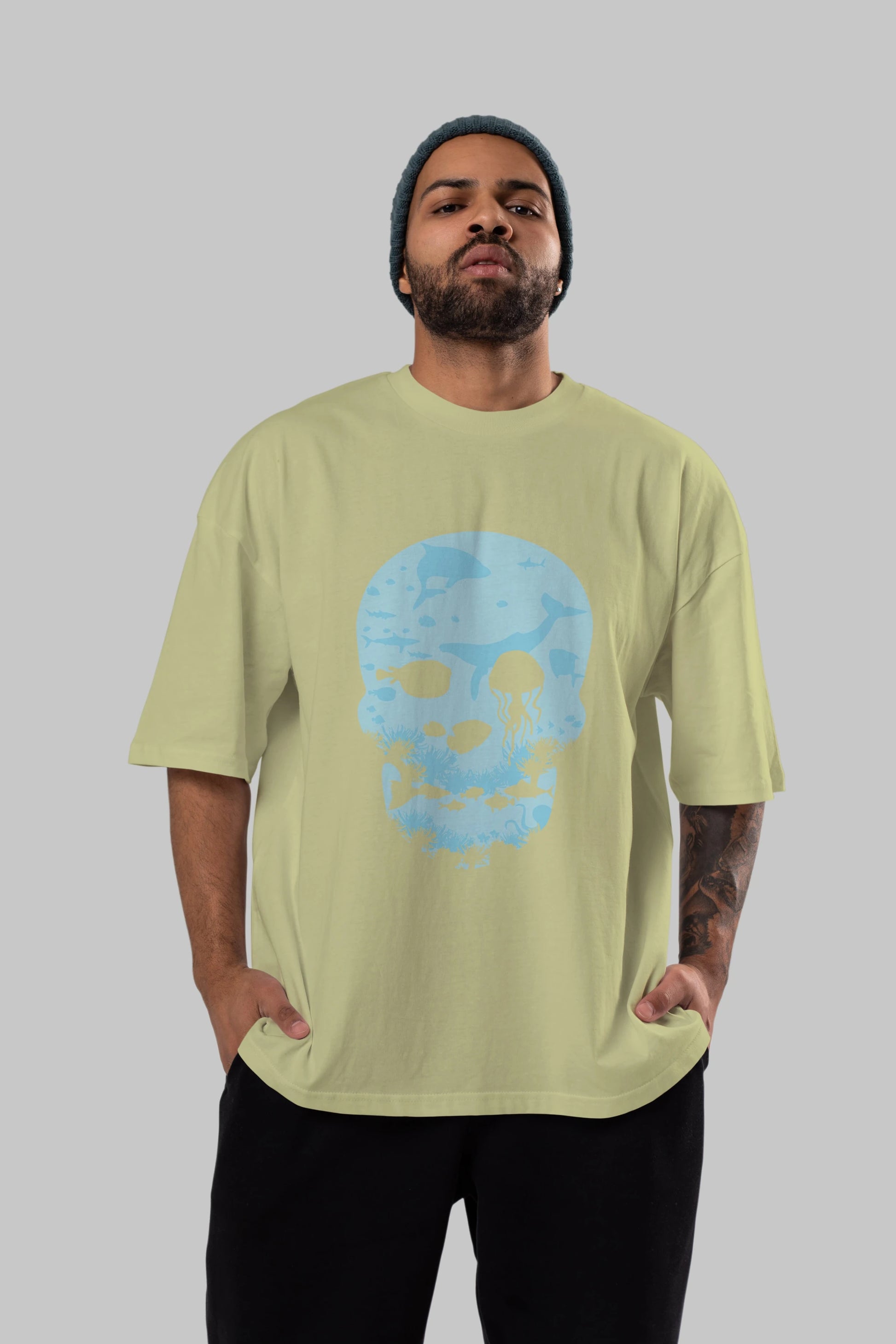 Dead Sea Ön Baskılı Oversize t-shirt %100 pamuk Erkek Kadın Unisex