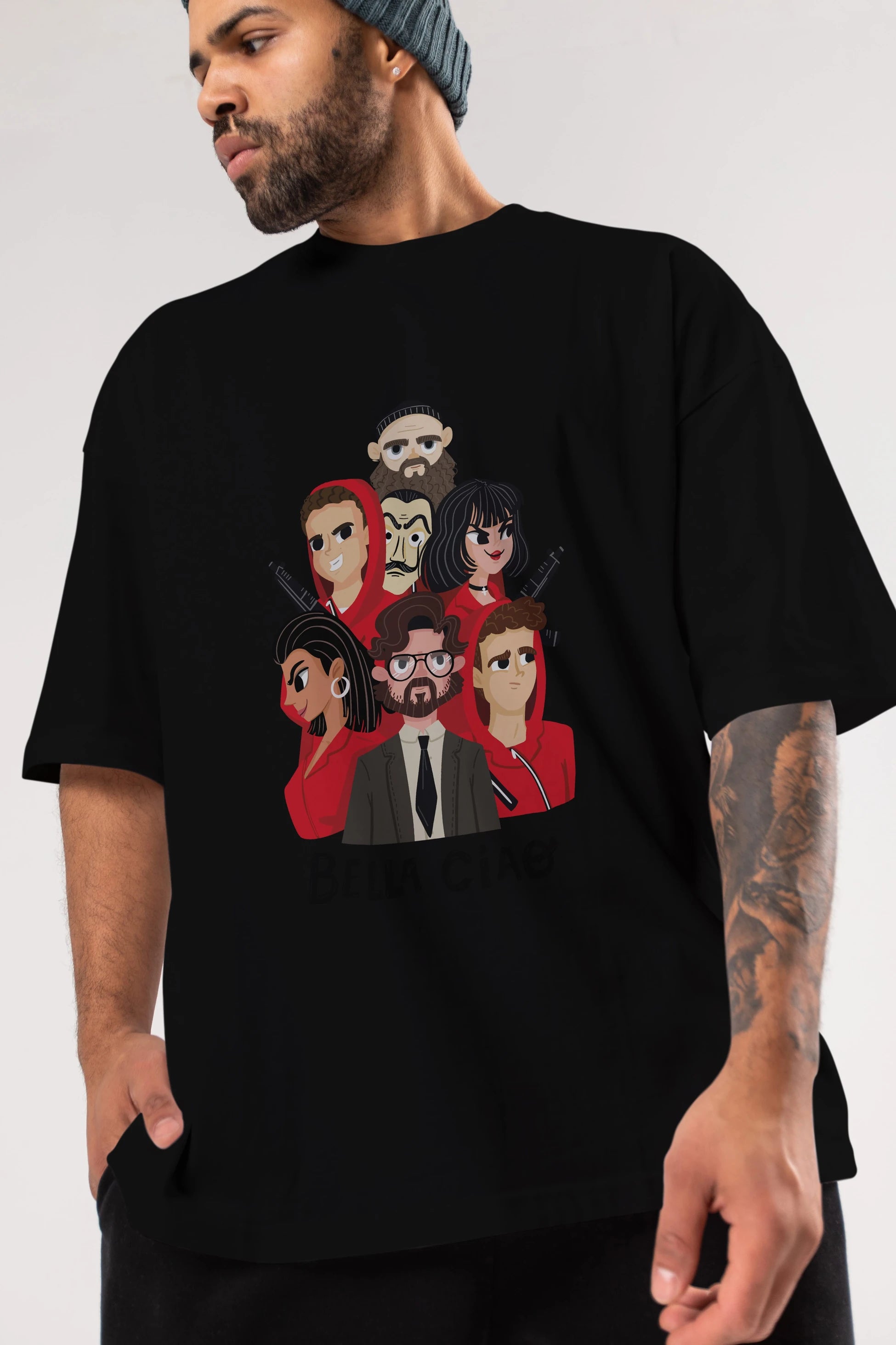 La Casa De Papel (13) Ön Baskılı Oversize t-shirt Erkek Kadın Unisex %100 Pamuk Bisiklet Yaka tişort