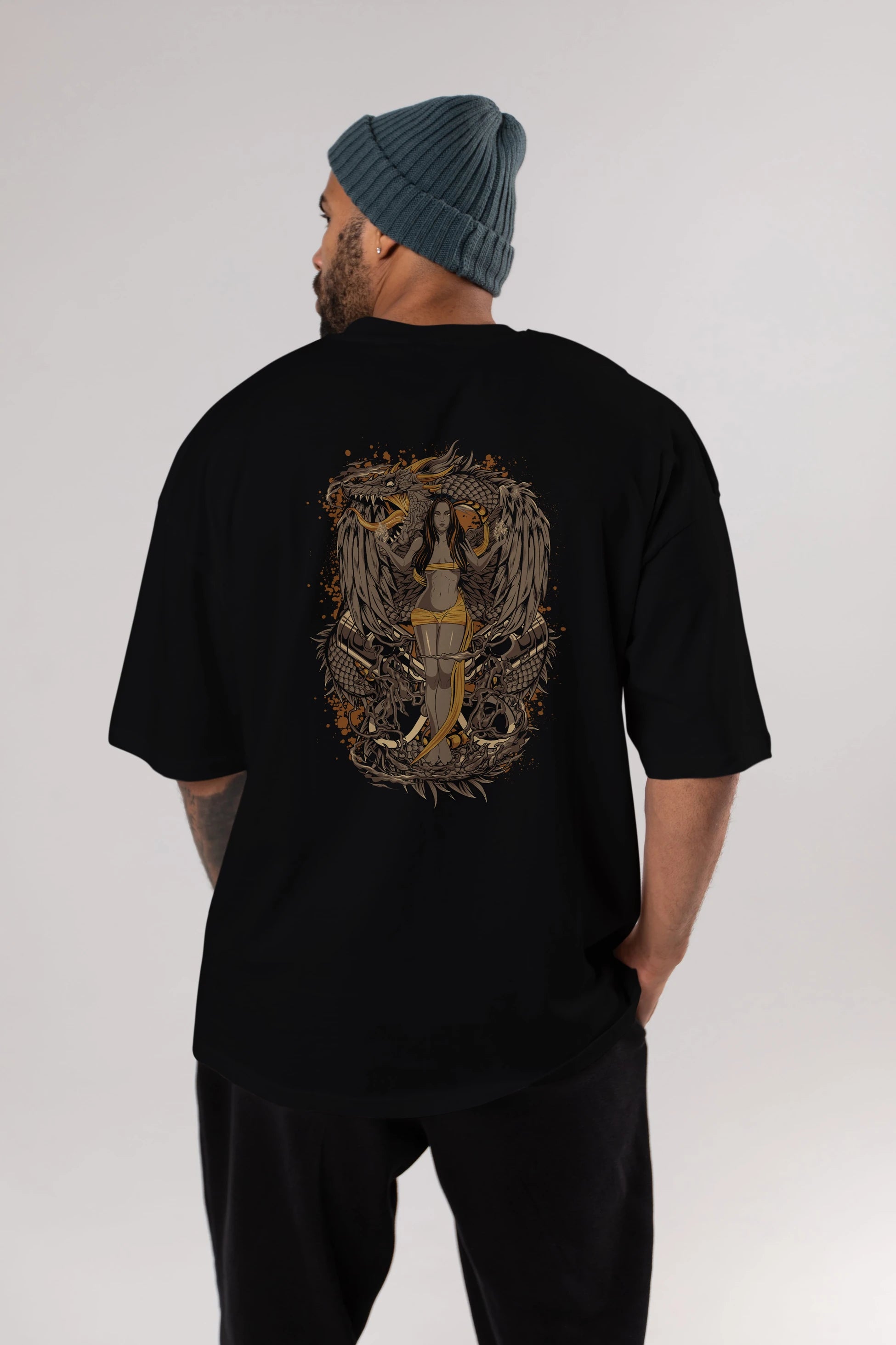 TRIBAL (3) Anime Arka Baskılı Oversize t-shirt Erkek Kadın Unisex