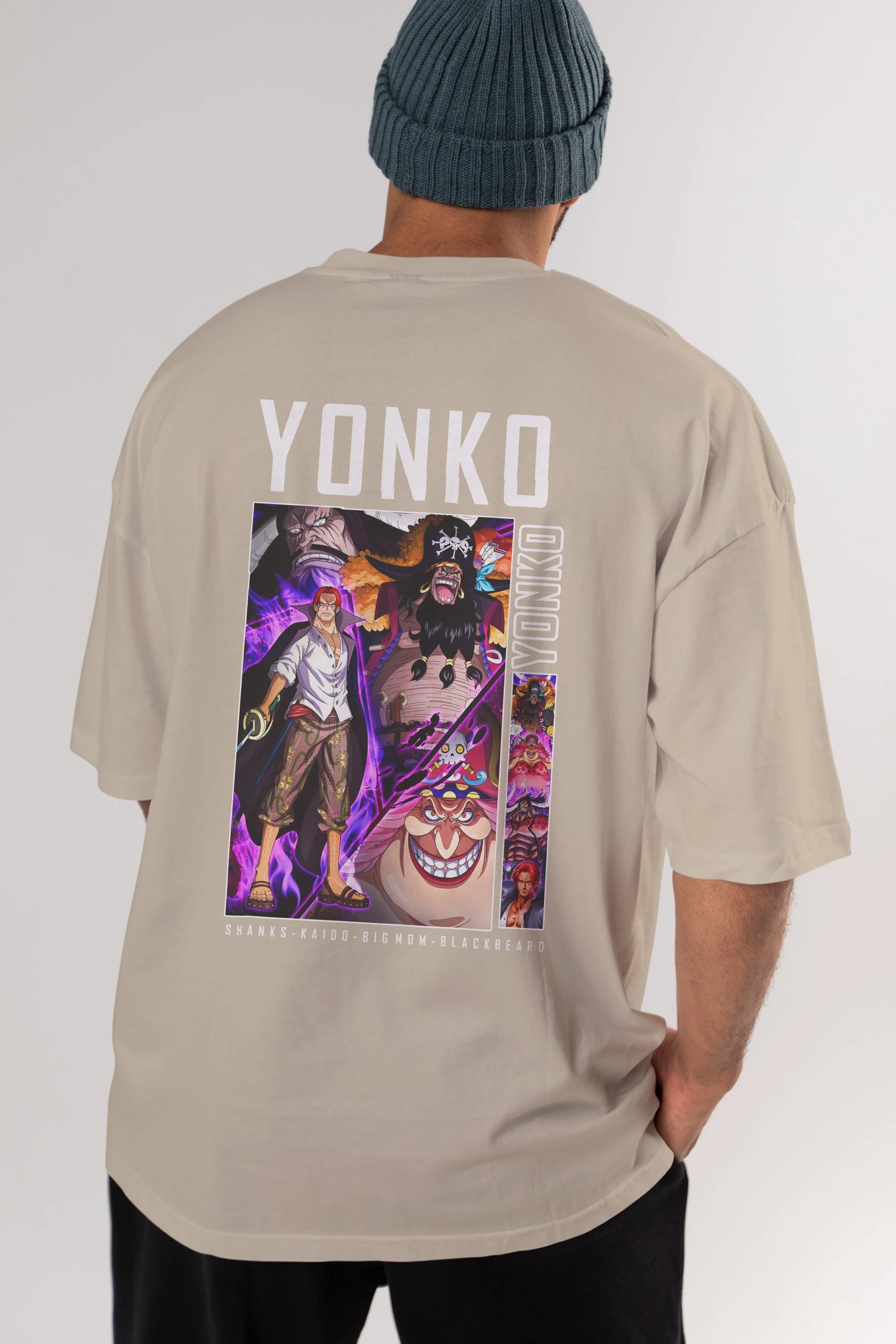 Yonko Anime Arka Baskılı Oversize t-shirt Erkek Kadın Unisex %100 pamuk tişort
