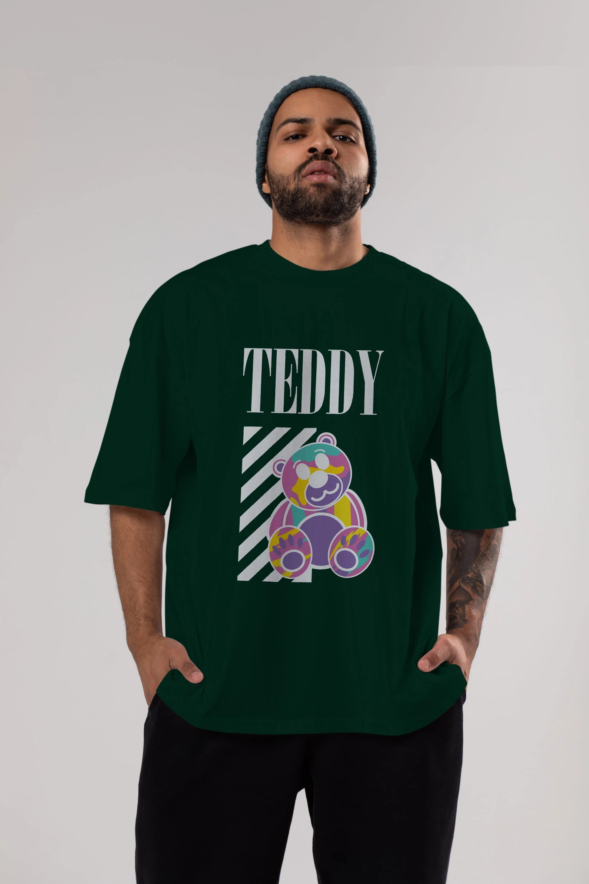 Teddy Bear 2 Ön Baskılı Oversize t-shirt Erkek Kadın Unisex