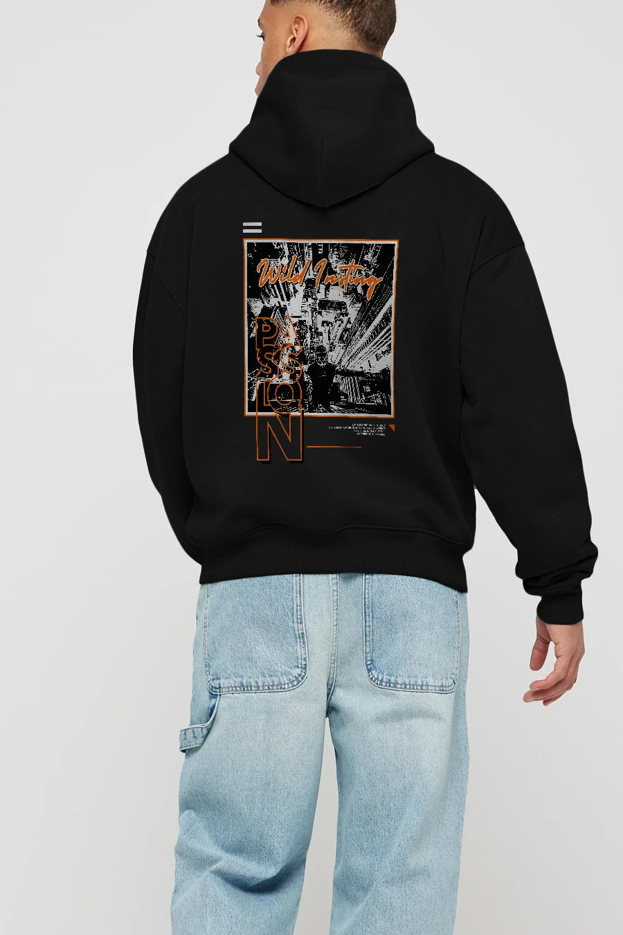 Wild Passion Arka Baskılı Hoodie Oversize Kapüşonlu Sweatshirt Erkek Kadın Unisex