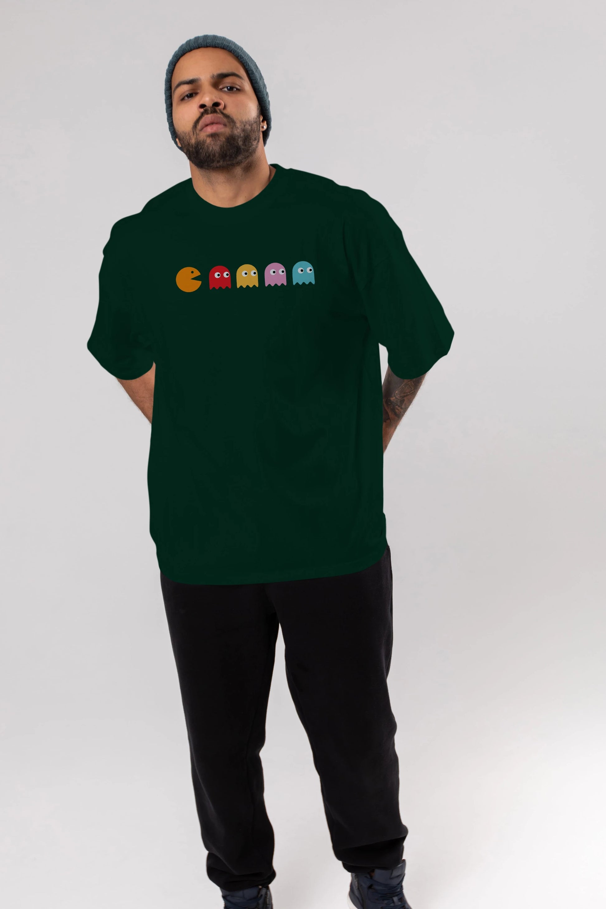 Pac-Man game Ön Baskılı Oversize t-shirt %100 pamuk Erkek Kadın Unisex