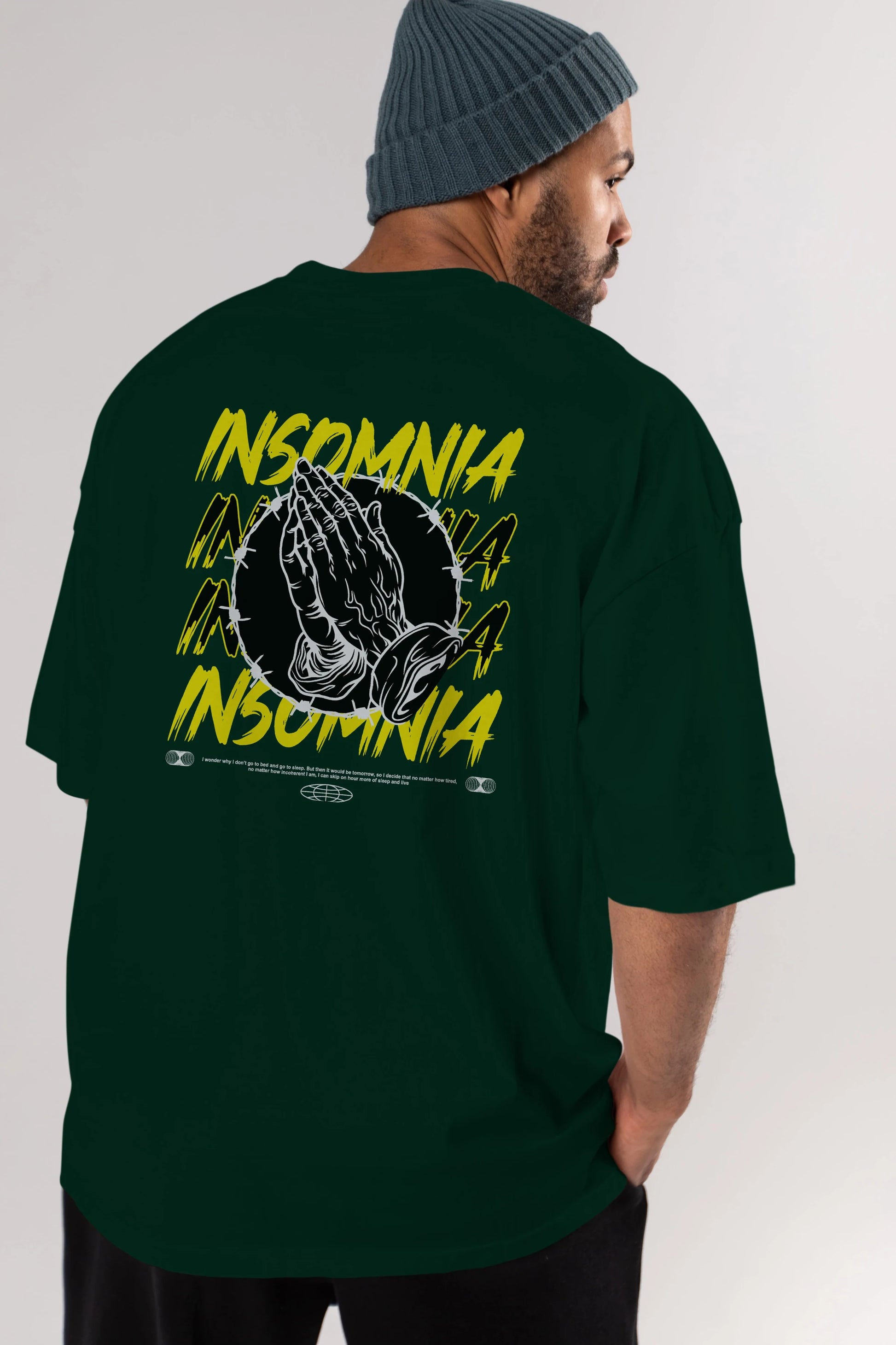 Insomnia Streetwear Arka Baskılı Oversize t-shirt Erkek Kadın Unisex
