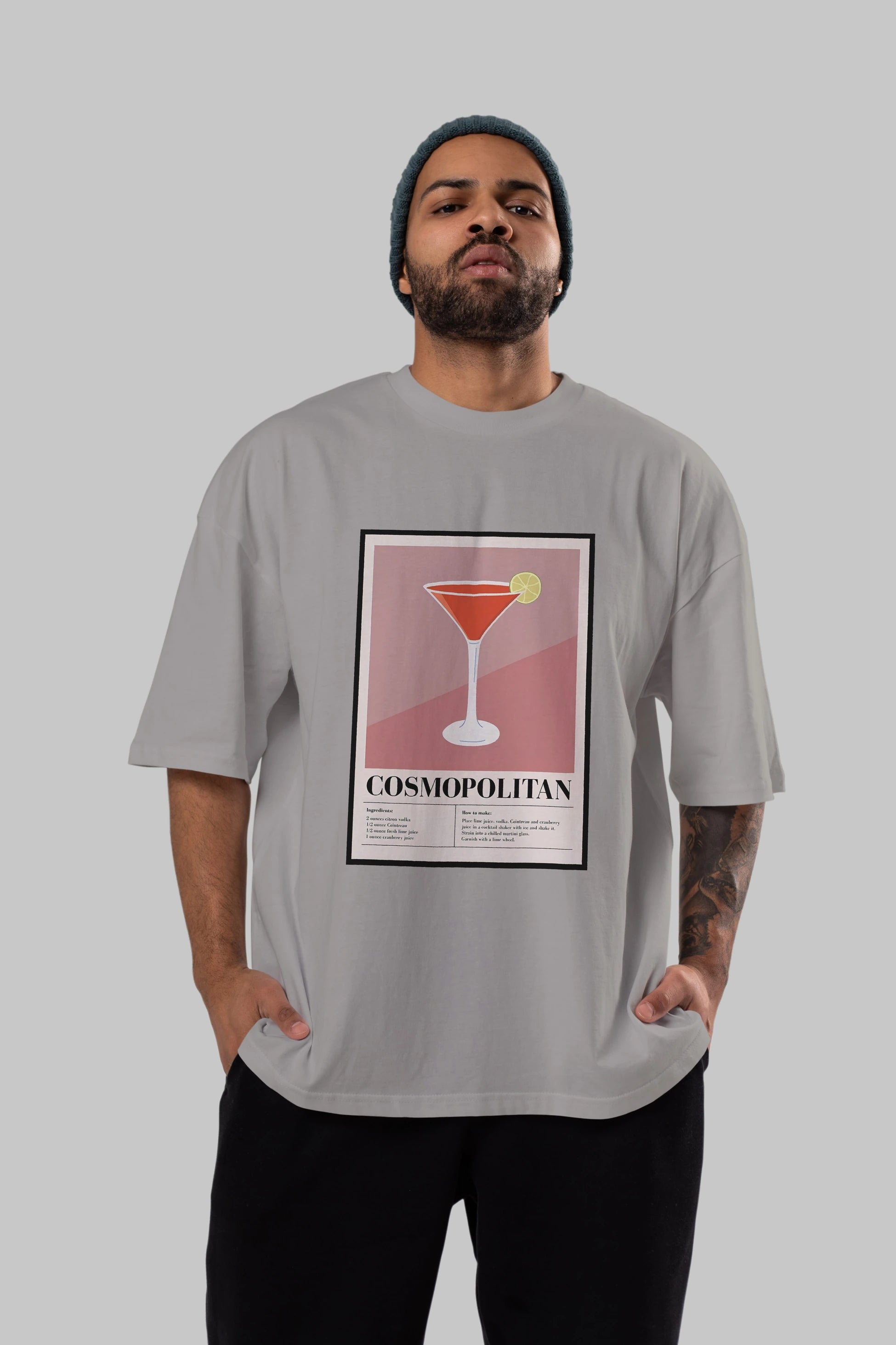 Cosmopolitan 3 Ön Baskılı Oversize t-shirt Erkek Kadın Unisex %100 Pamuk Bisiklet Yaka tişort