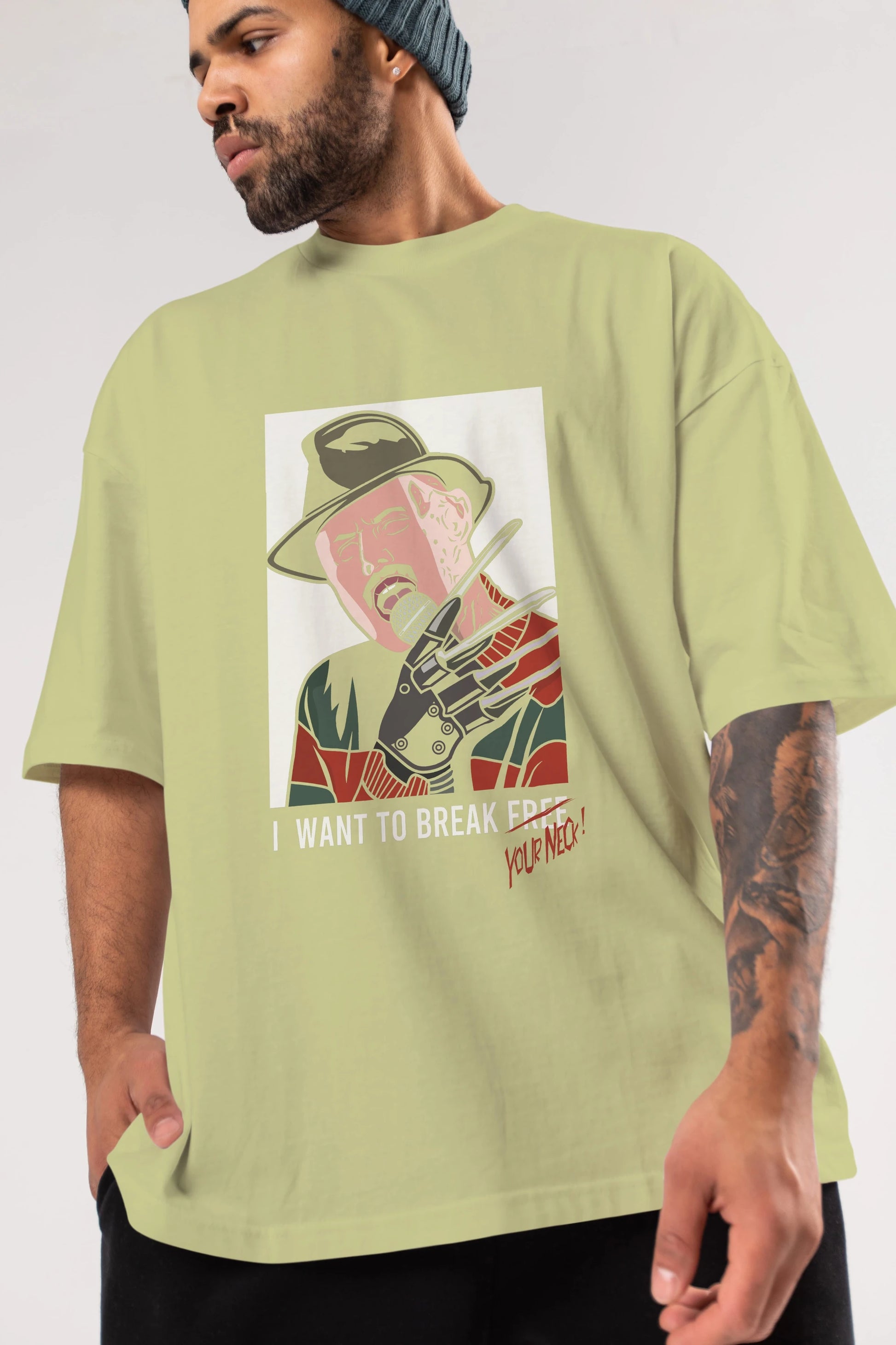 Freddy Merkrueger Ön Baskılı Oversize t-shirt Erkek Kadın Unisex %100 Pamuk tişort