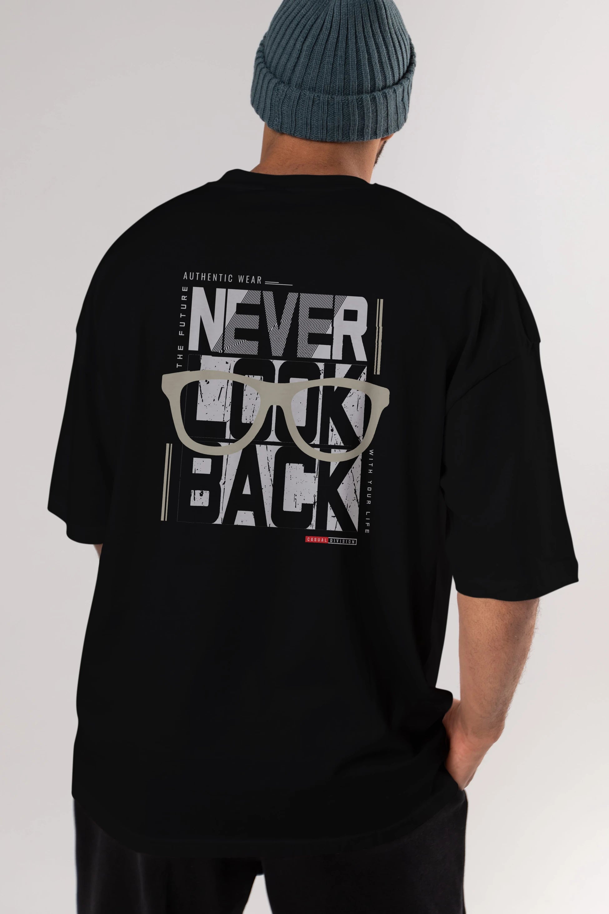 Never Look Back Arka Baskılı Oversize t-shirt Erkek Kadın Unisex