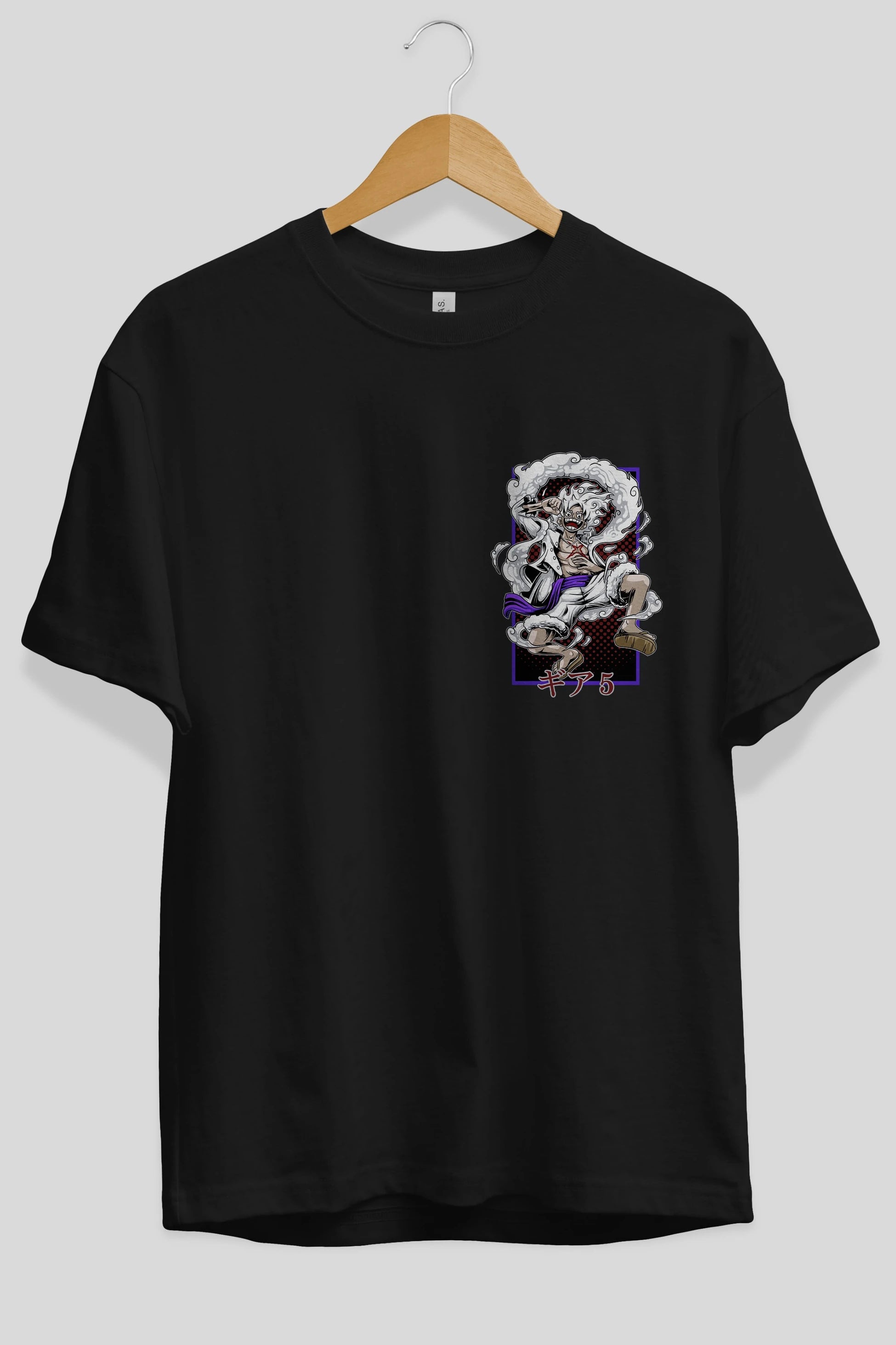 MONKEY D. LUFFY GEAR5 Ön Sol Baskılı Oversize t-shirt Erkek Kadın Unisex %100 Pamuk Bisiklet Yaka tişort