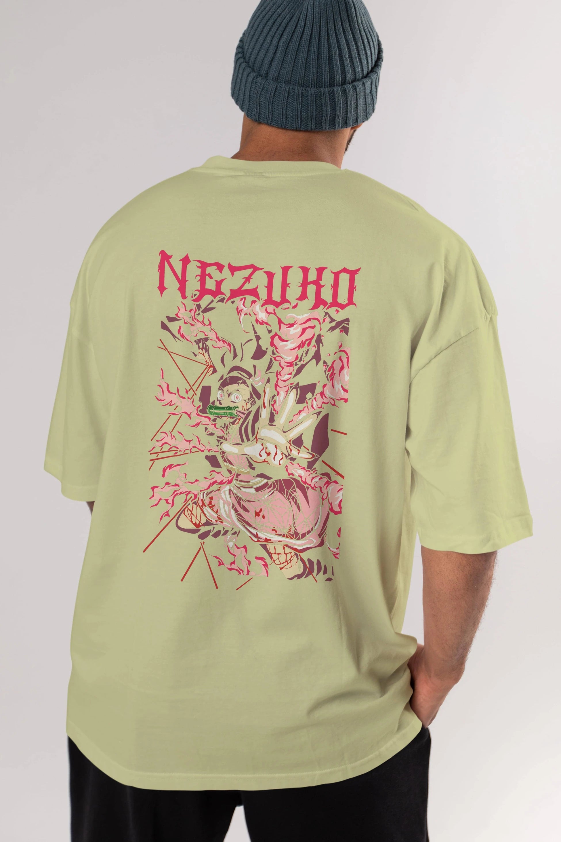 NEZUKO KAMADO Anime Arka Baskılı Oversize t-shirt Erkek Kadın Unisex