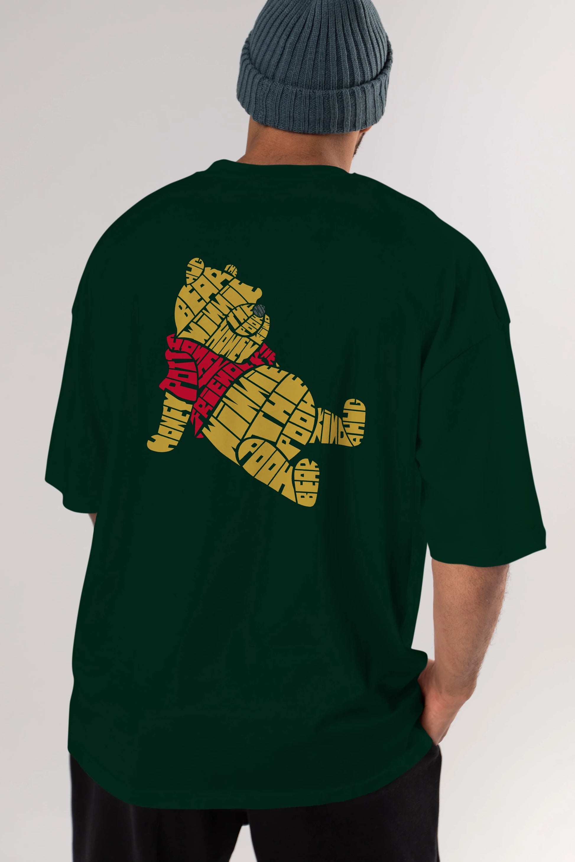 Winnie The Pooh Arka Baskılı Oversize t-shirt %100 pamuk Erkek Kadın Unisex