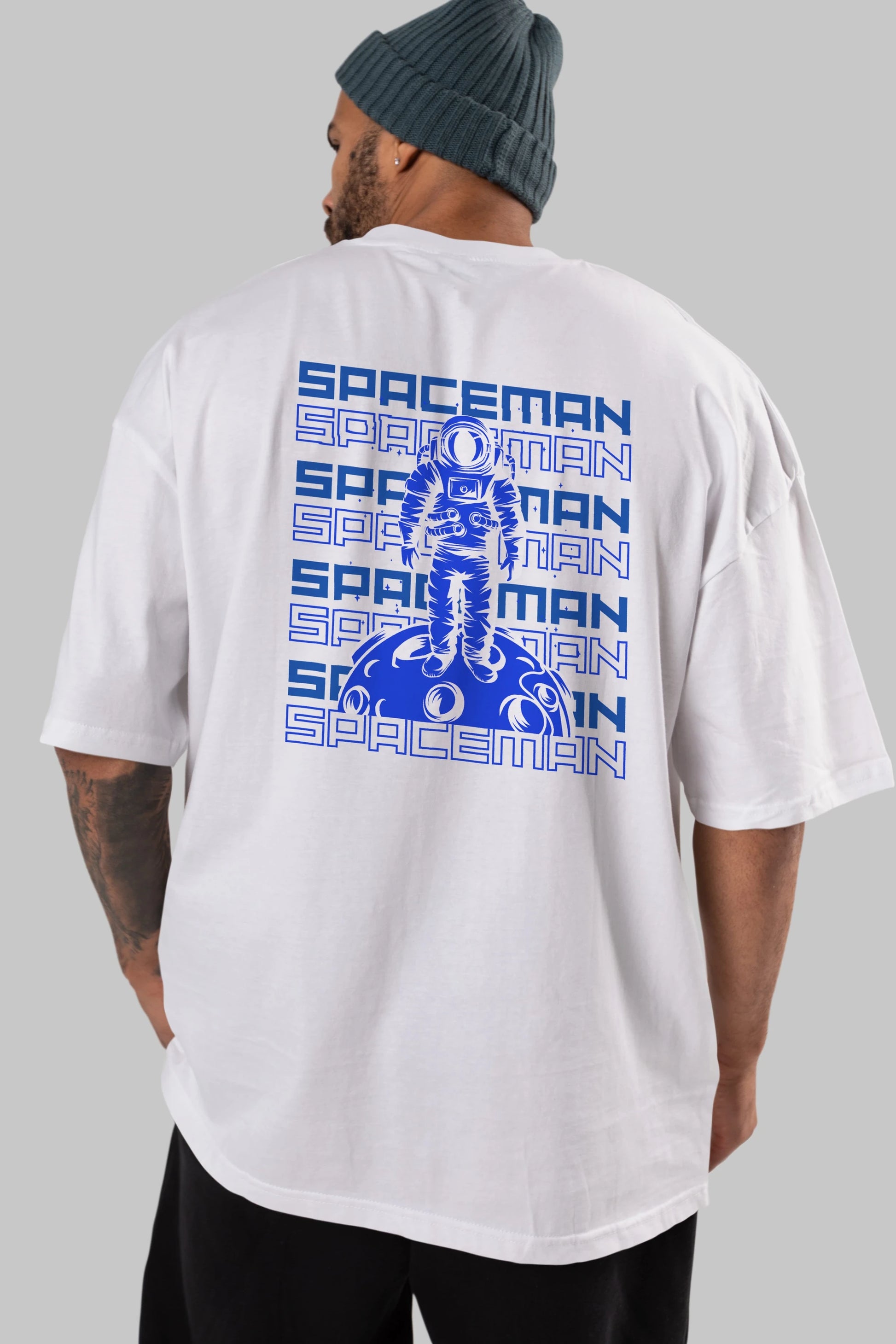 Spaceman Yazılı Arka Baskılı Oversize t-shirt Erkek Kadın Unisex