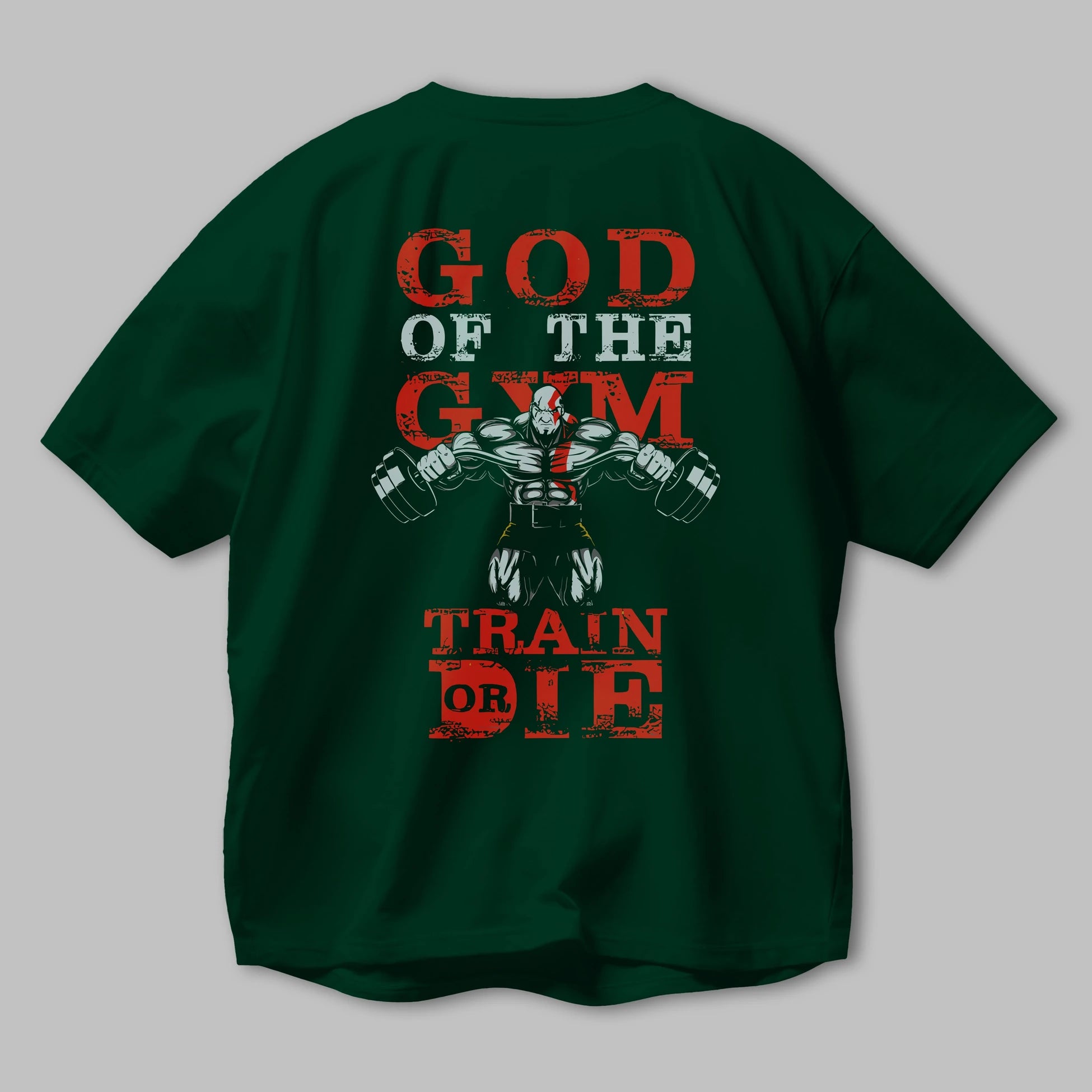 God of The GYM Arka Baskılı Oversize t-shirt Erkek Kadın Unisex %100 Pamuk Bisiklet Yaka tişort
