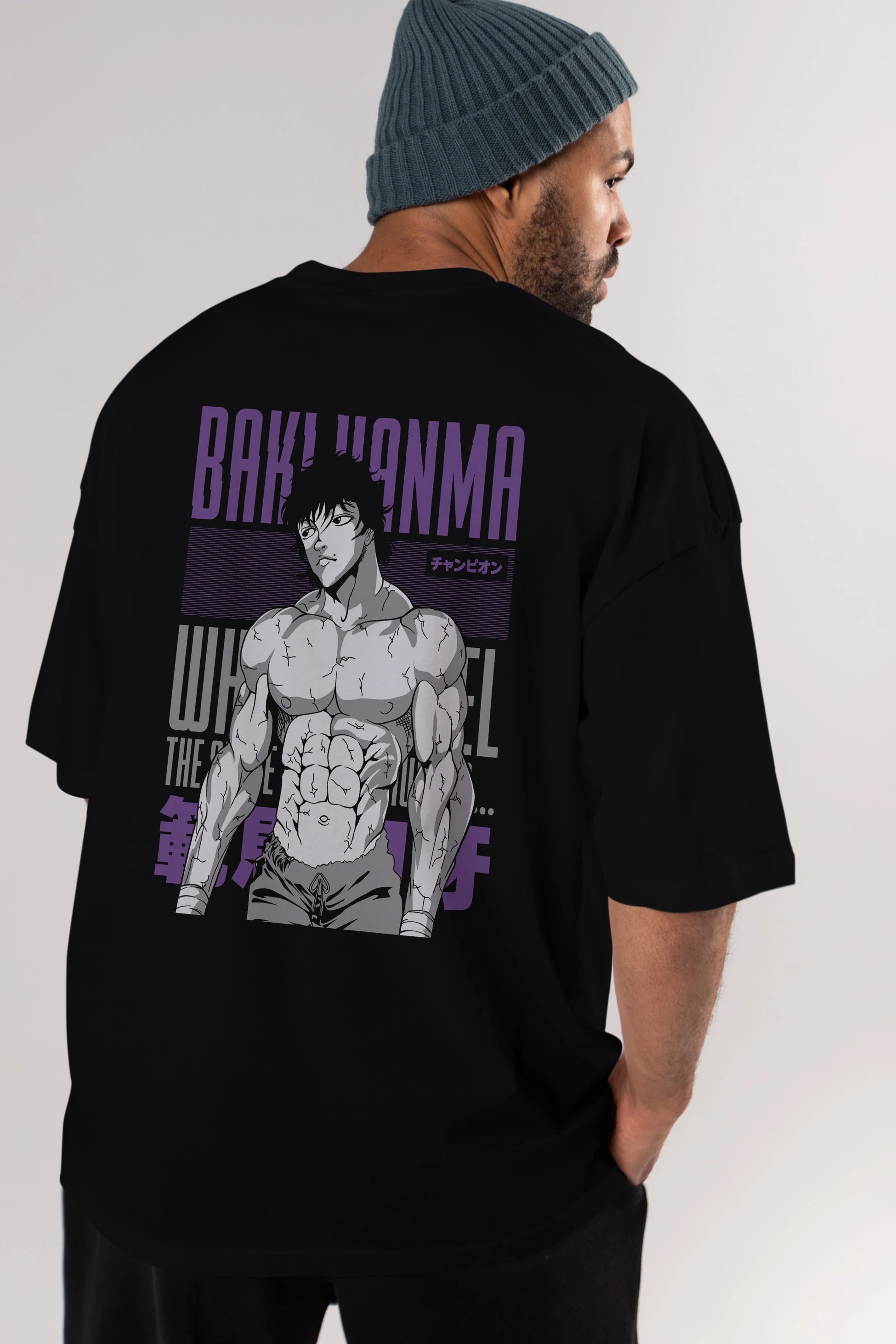 BAKI HANMA (2) Anime Arka Baskılı Oversize t-shirt Erkek Kadın Unisex