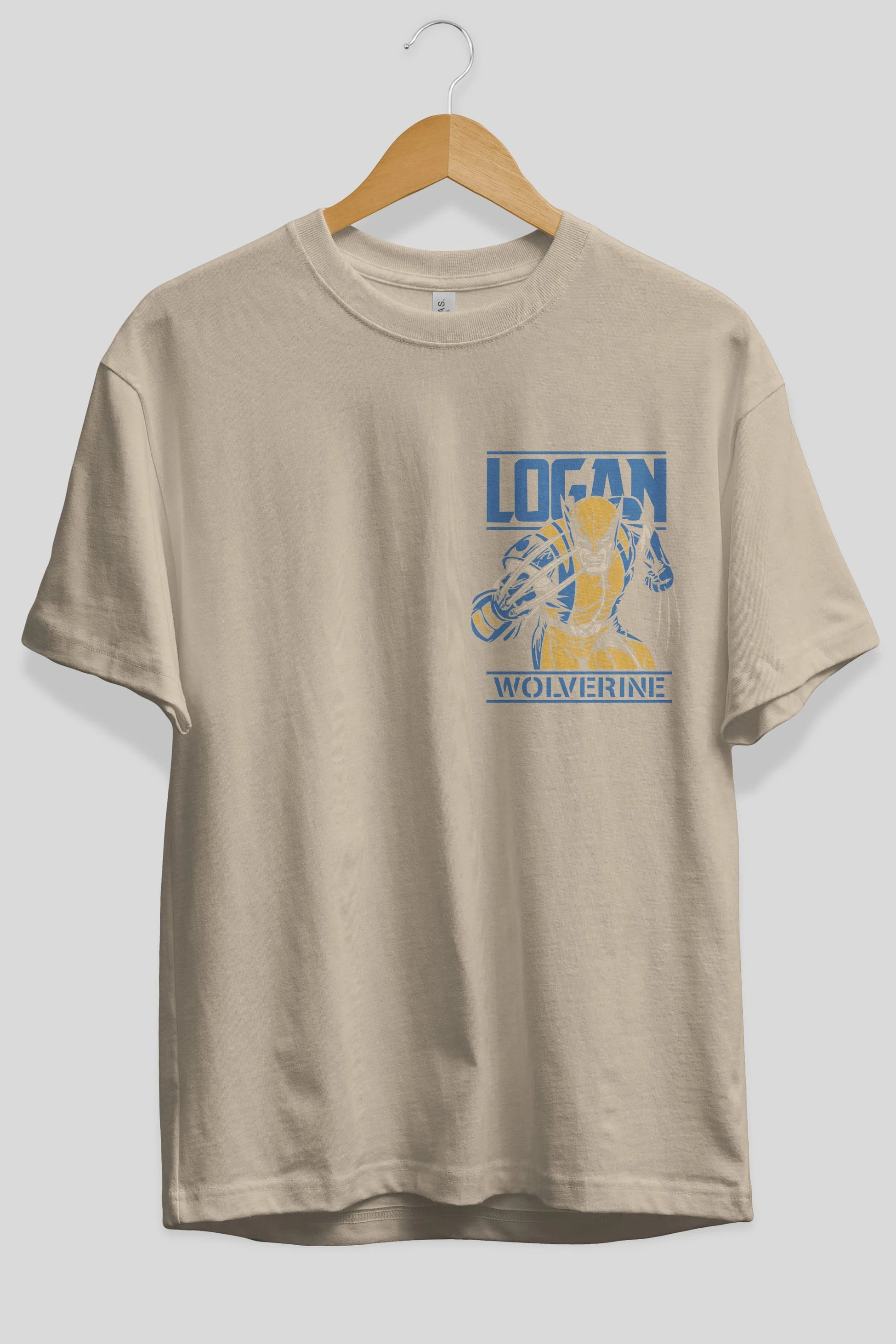 Wolverine Logan Ön Sol Baskılı Oversize t-shirt Erkek Kadın Unisex %100 Pamuk Bisiklet Yaka tişort