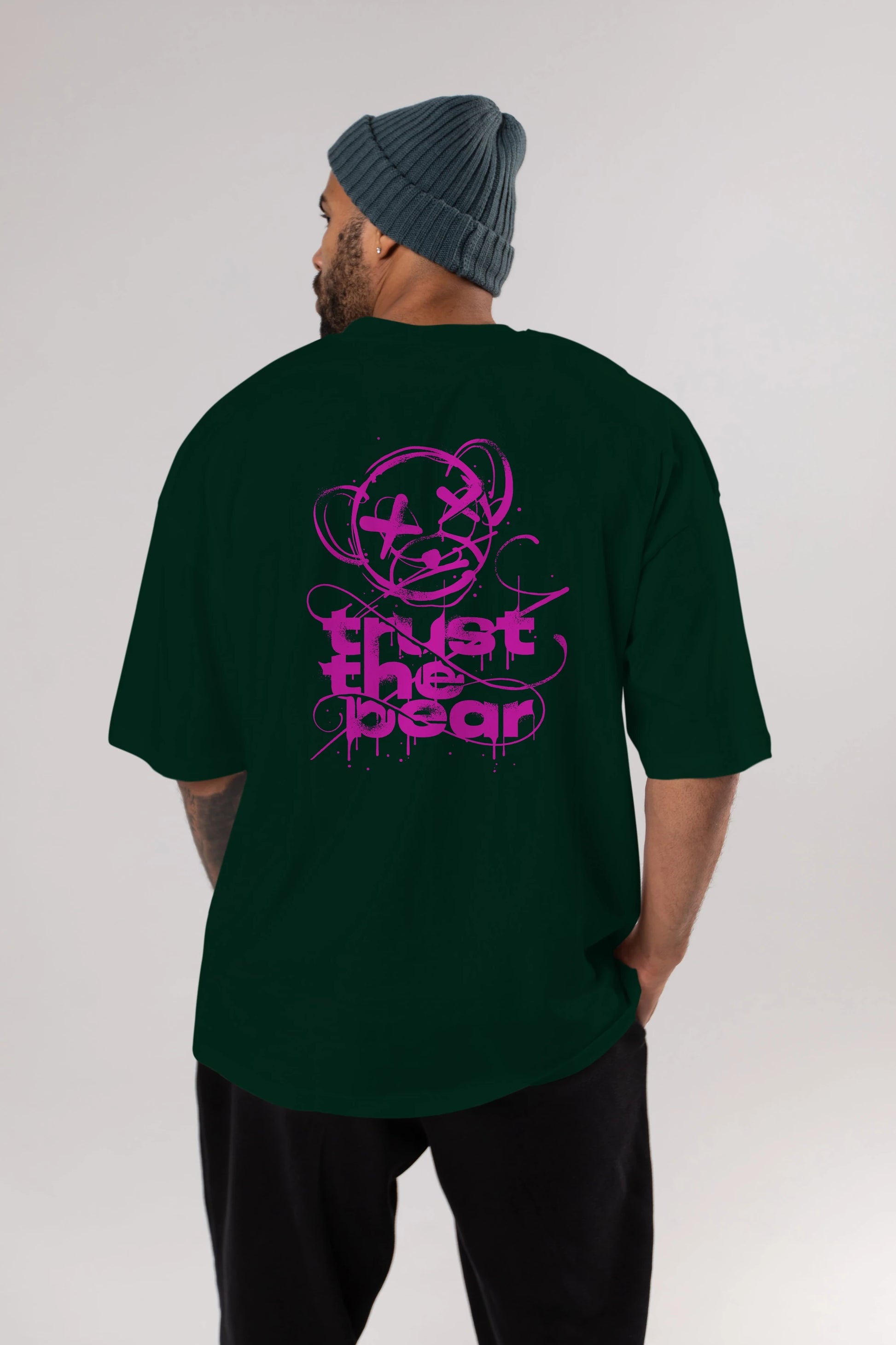 Trust The Bear 2 Arka Baskılı Oversize t-shirt Erkek Kadın Unisex