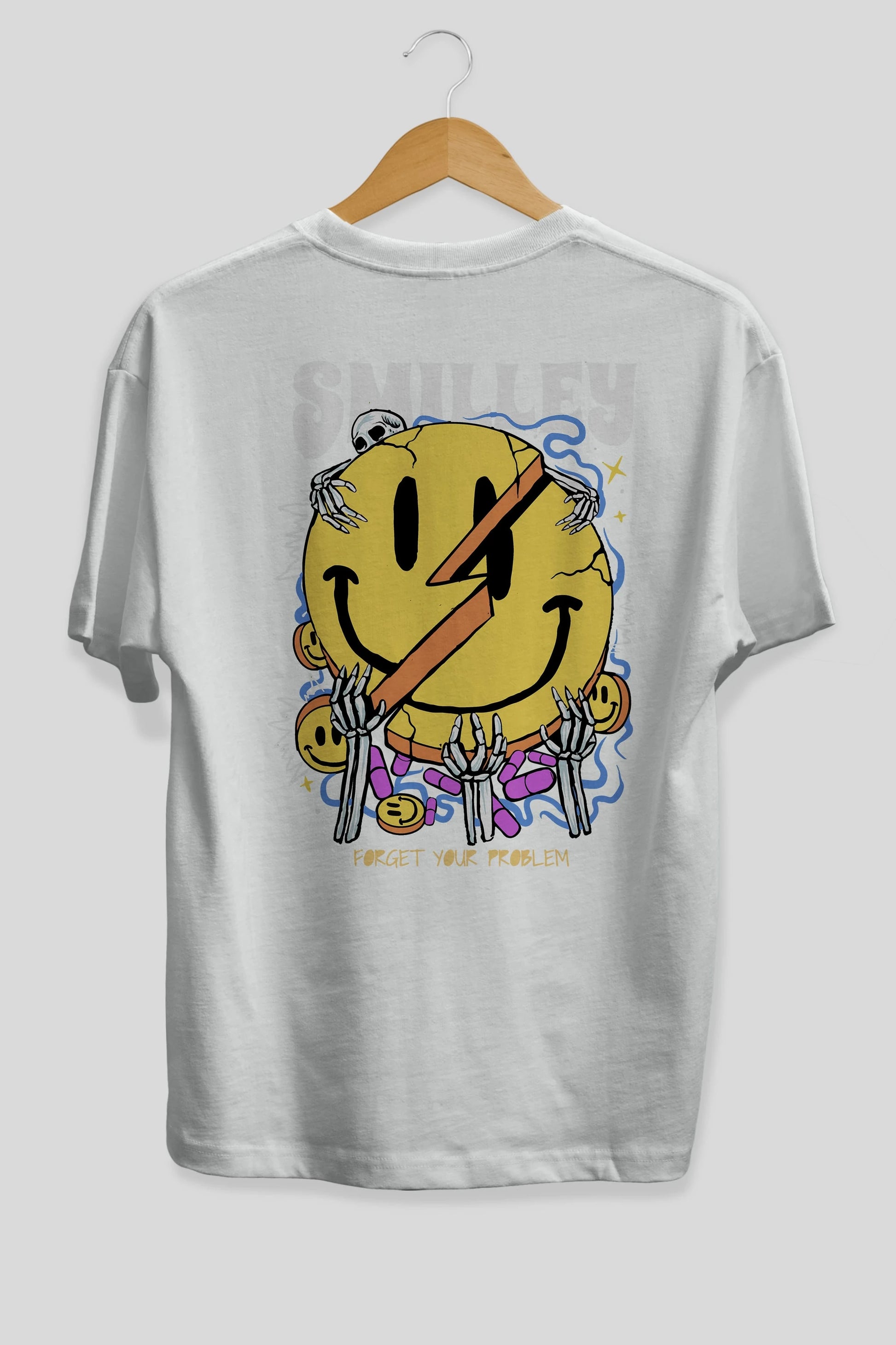Smilley Streetwear Arka Baskılı Oversize t-shirt Erkek Kadın Unisex