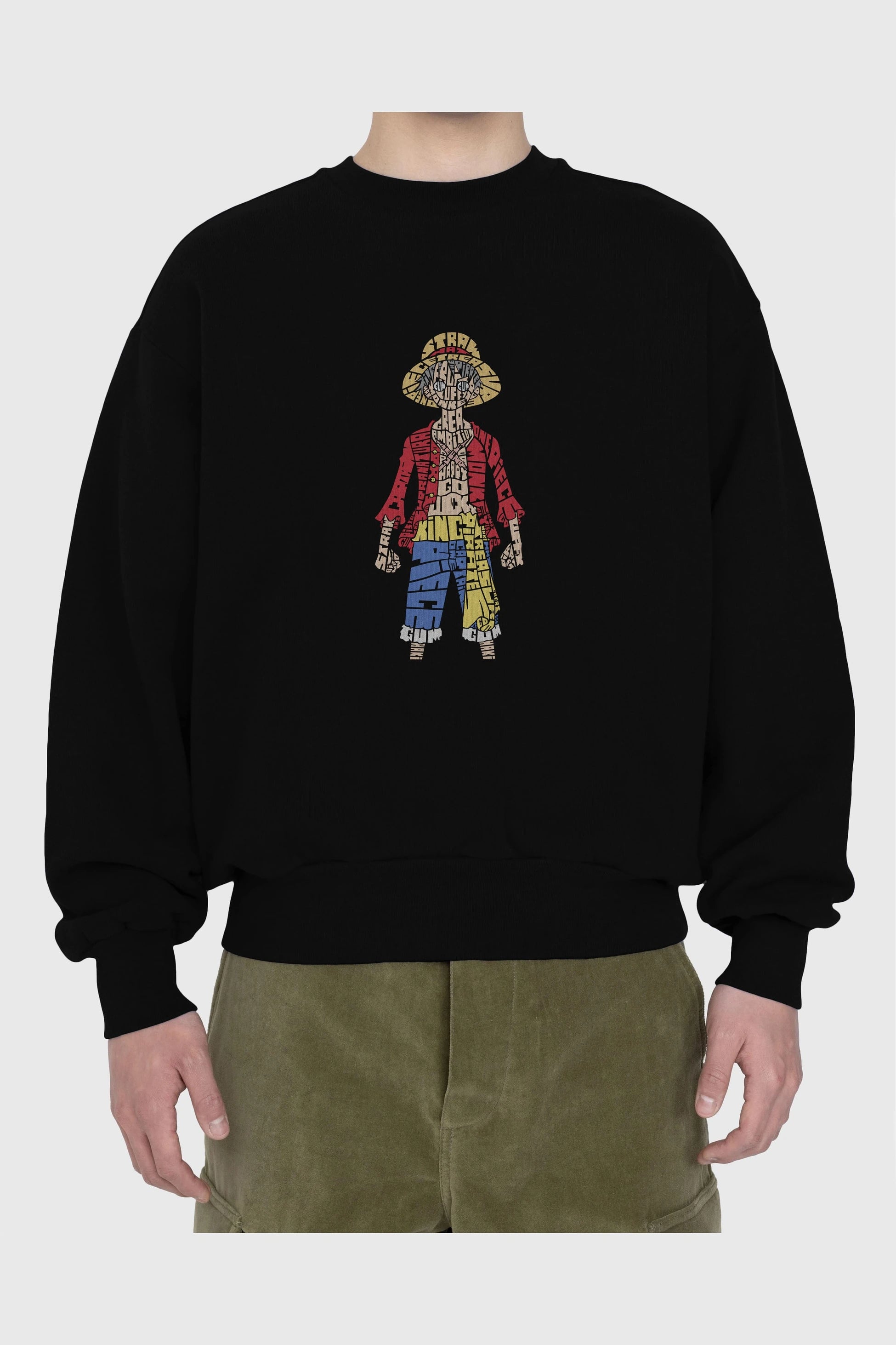 One Piece Ön Baskılı Oversize Sweatshirt Erkek Kadın Unisex