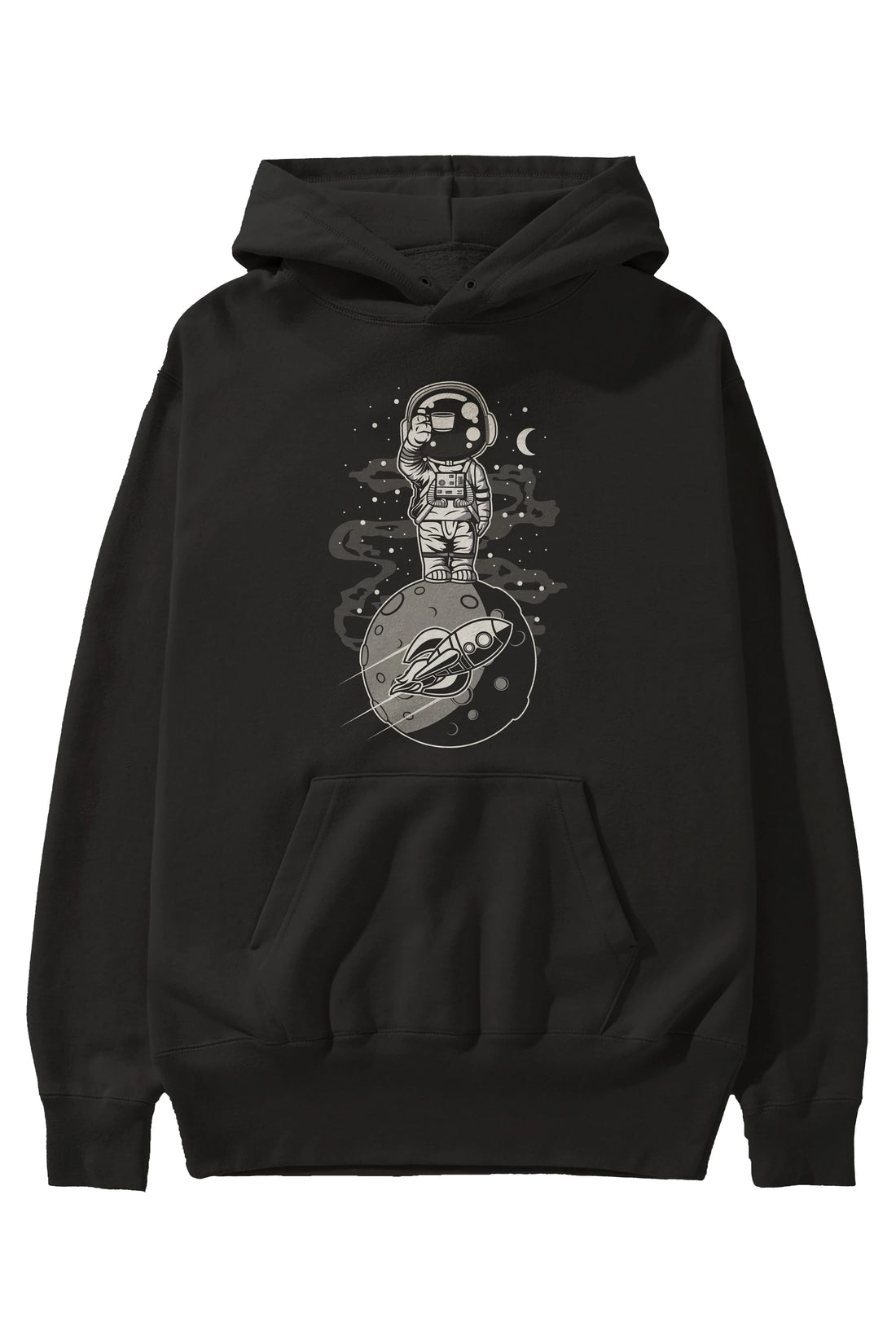 Astronaut Standing On The Moon Ön Baskılı Hoodie Oversize Kapüşonlu Sweatshirt Erkek Kadın Unisex