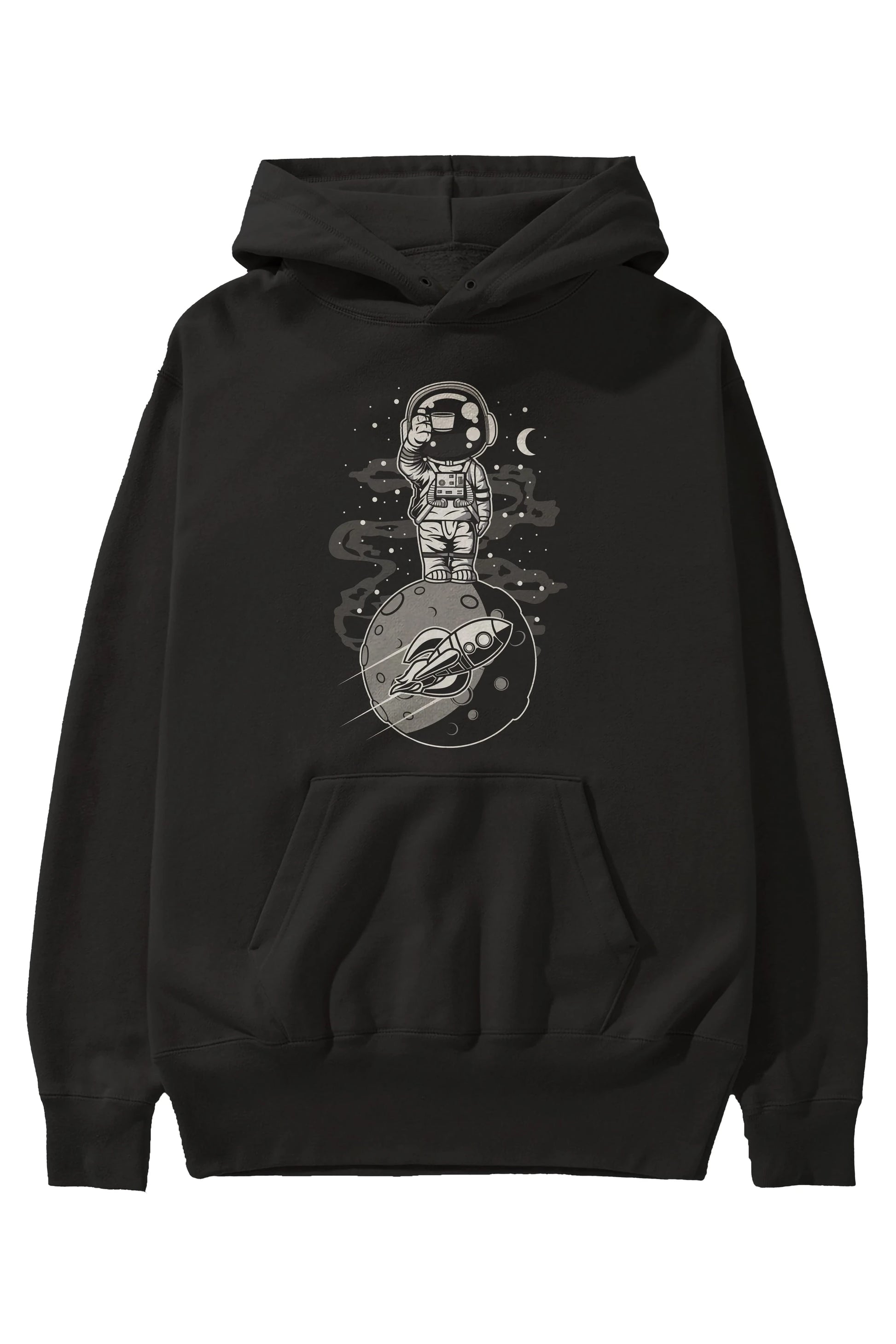 Astronaut Standing On The Moon Ön Baskılı Hoodie Oversize Kapüşonlu Sweatshirt Erkek Kadın Unisex