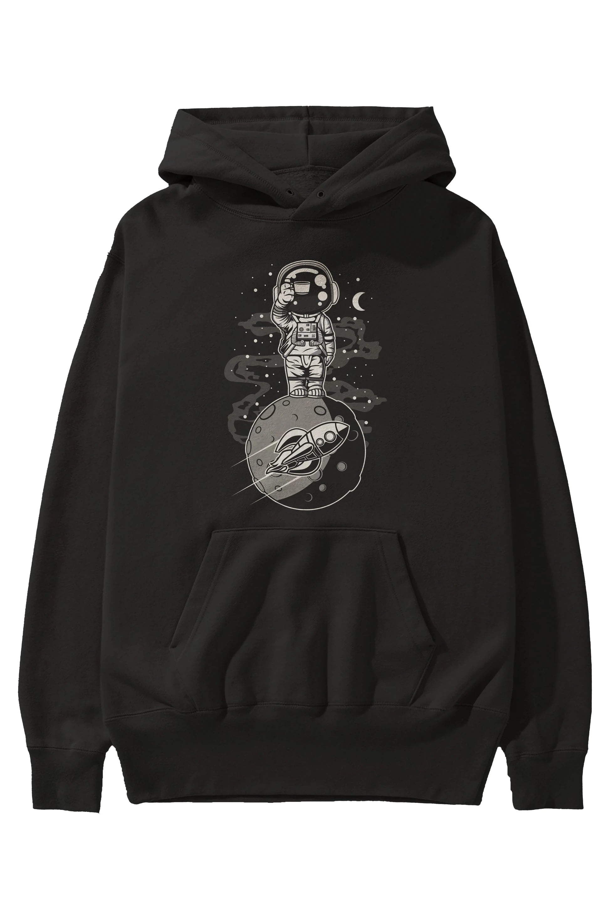 Astronaut Standing On The Moon Ön Baskılı Hoodie Oversize Kapüşonlu Sweatshirt Erkek Kadın Unisex