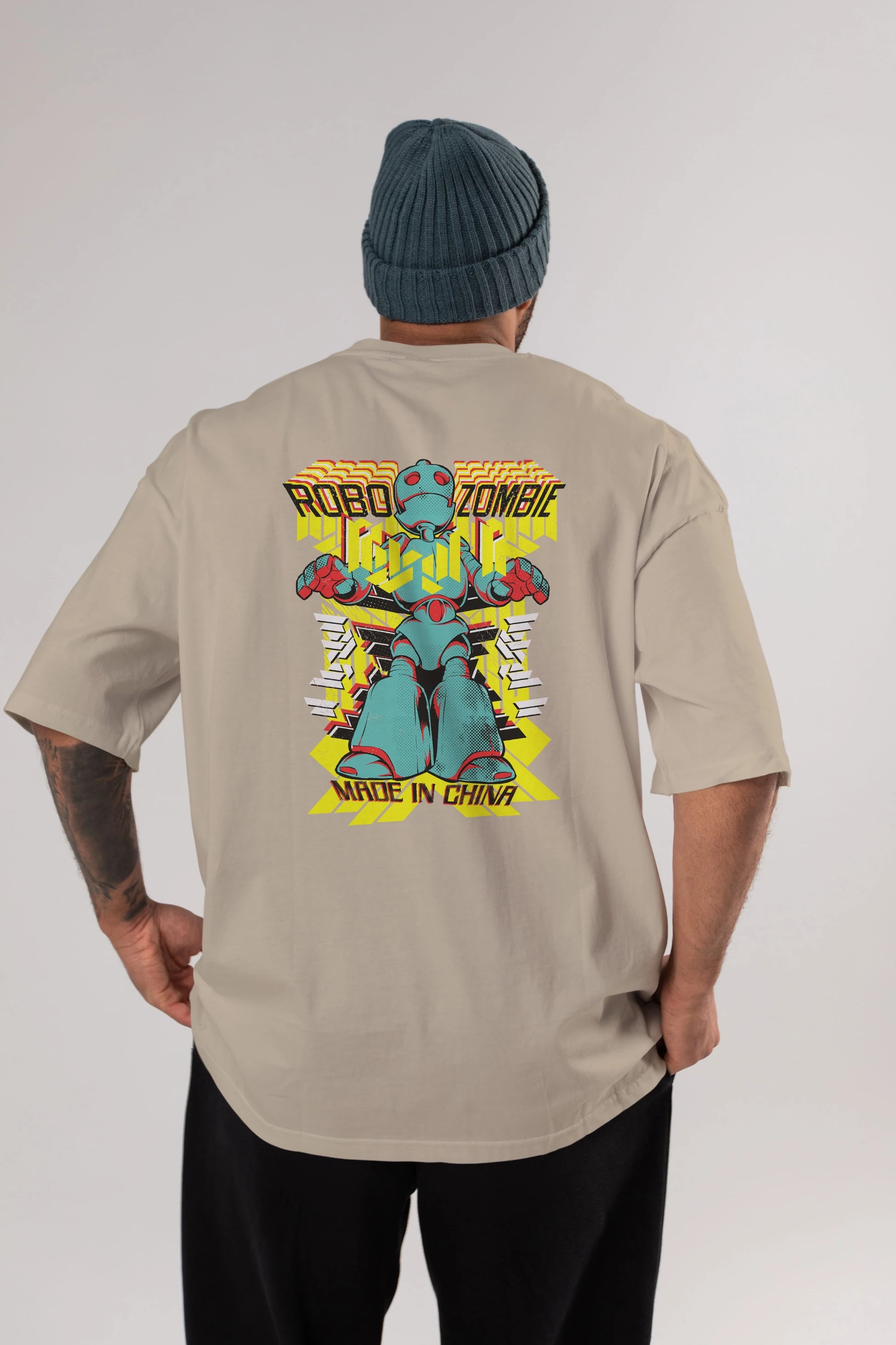 Robo Zombie Arka Baskılı Oversize t-shirt Erkek Kadın Unisex