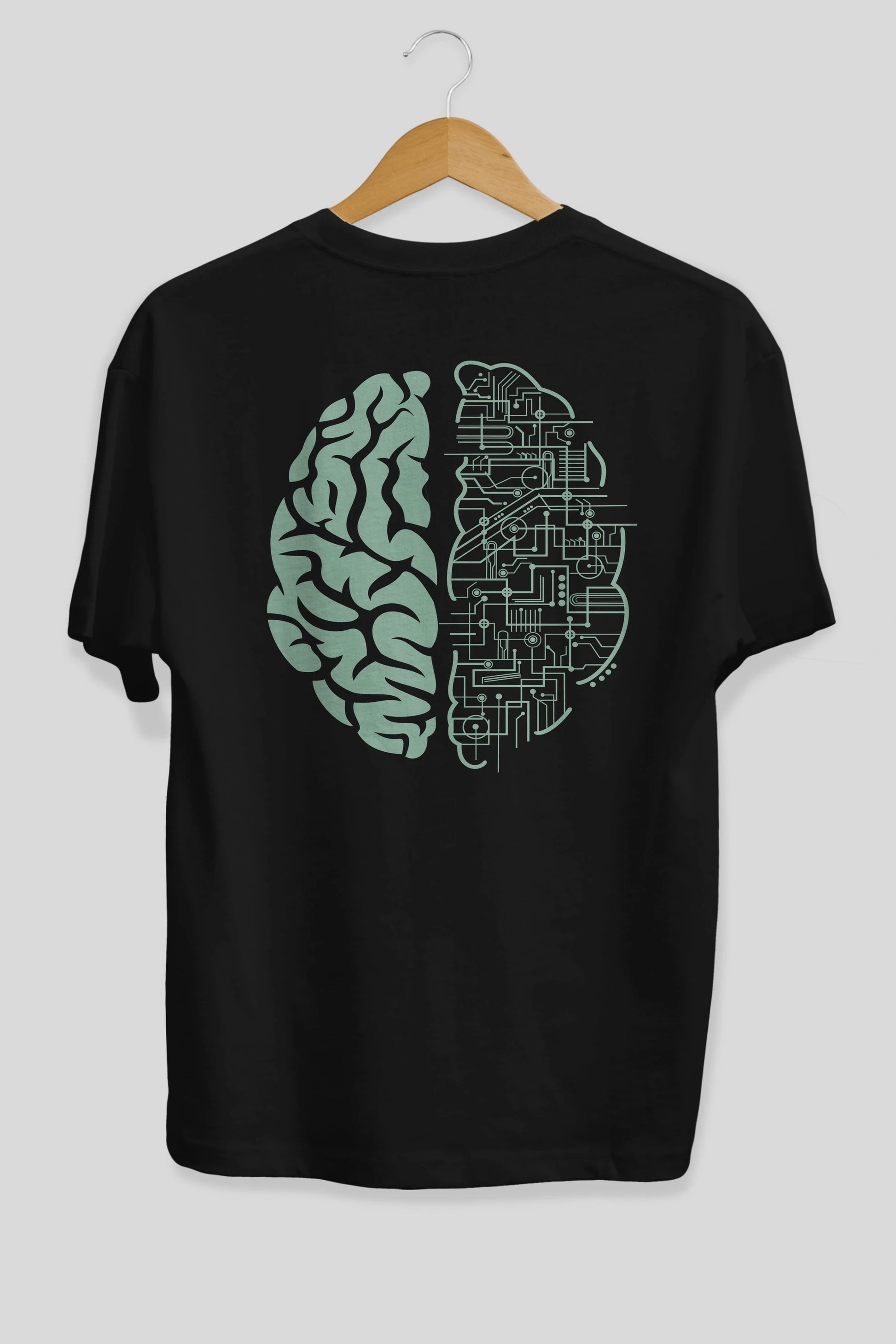 Electric Brain Arka Baskılı Oversize t-shirt %100 pamuk Erkek Kadın Unisex