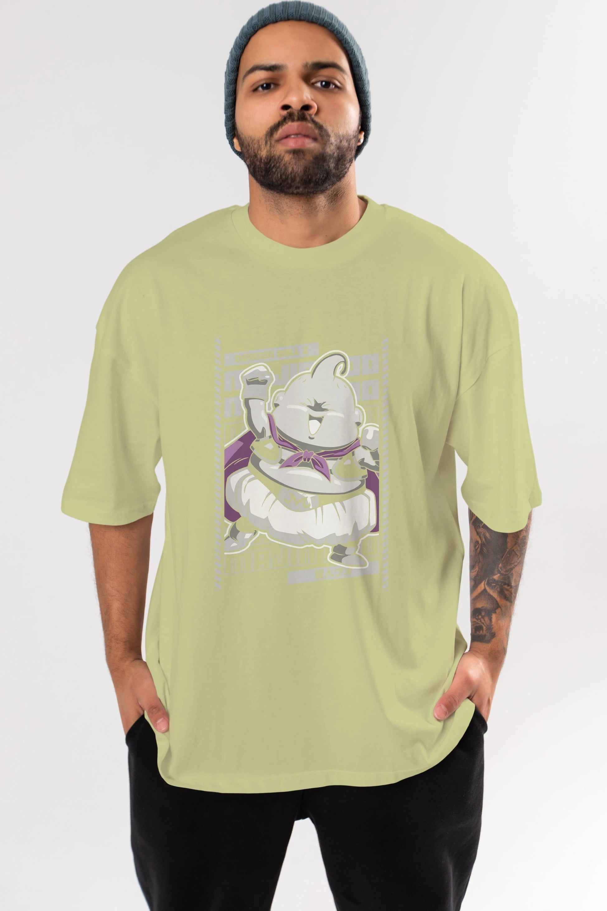 MAJIN BOO2 Anime Ön Baskılı Oversize t-shirt %100 pamuk Erkek Kadın Unisex