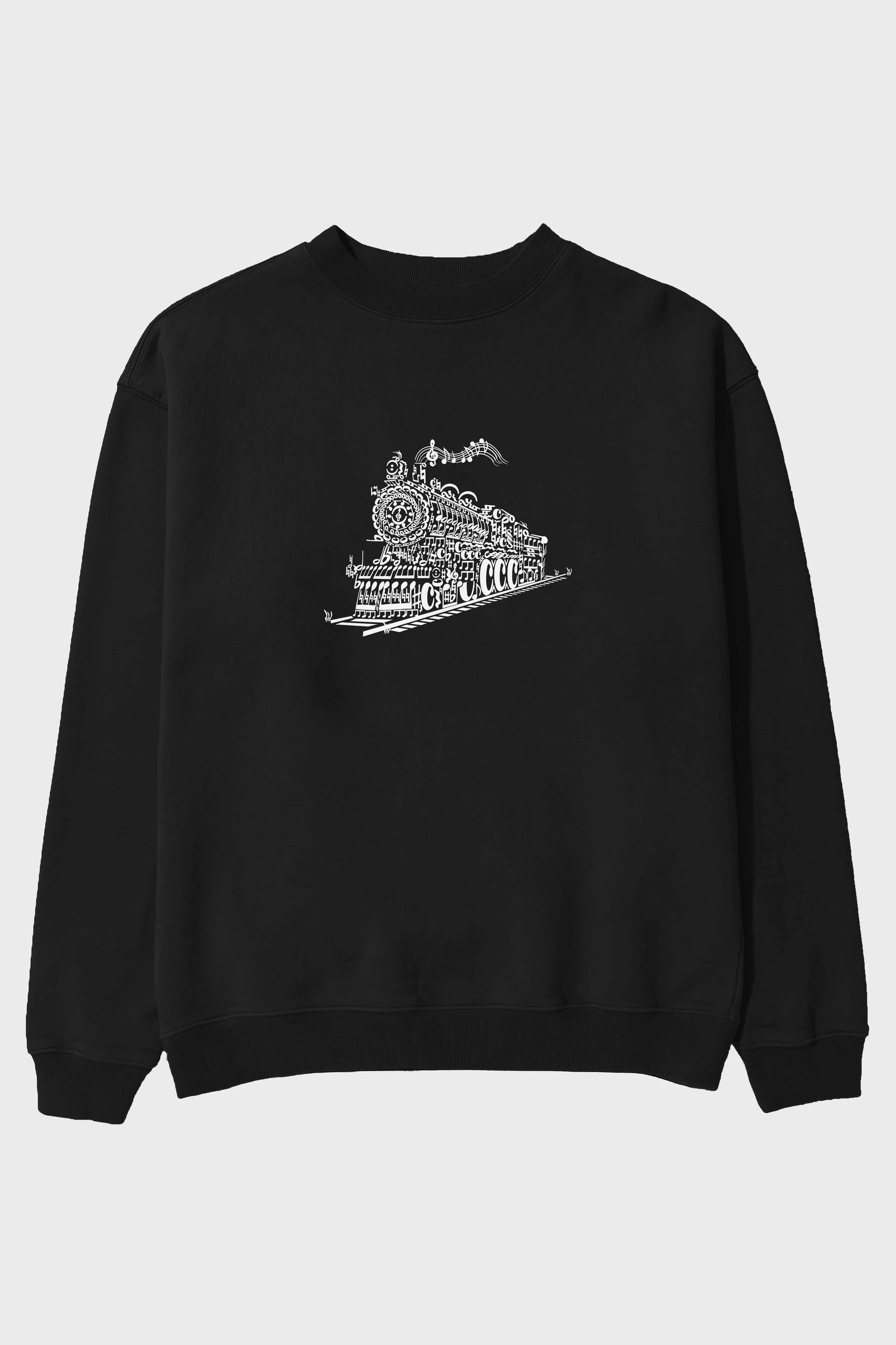 Train Song Ön Baskılı Oversize Sweatshirt Erkek Kadın Unisex