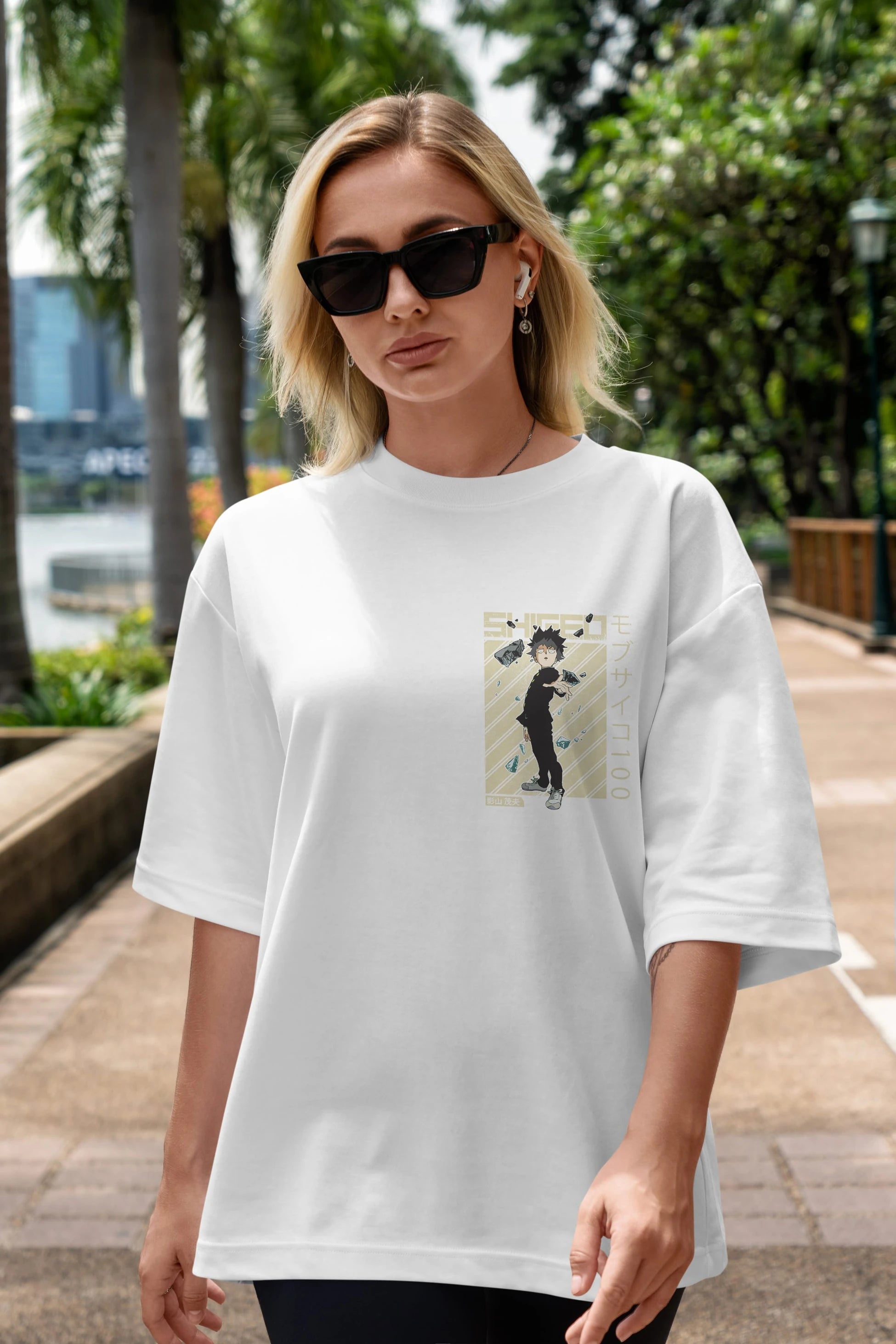 Shigeo Kageyama 3 Ön Sol Baskılı Oversize t-shirt Erkek Kadın Unisex %100 Pamuk Bisiklet Yaka tişort