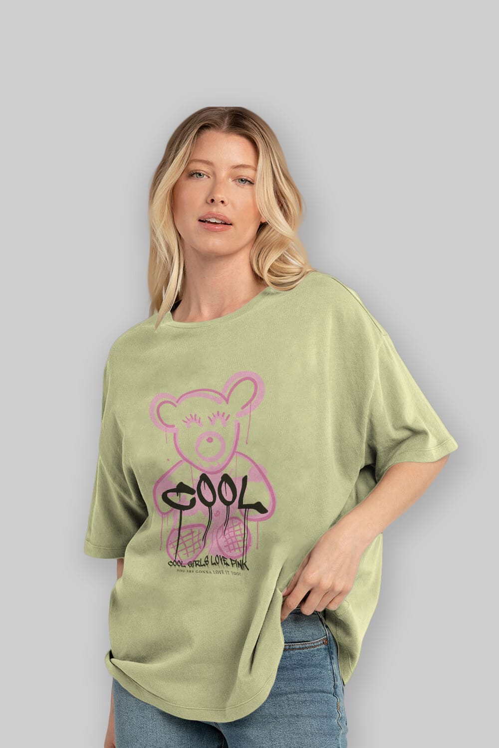 Cool Bear Ön Baskılı Oversize t-shirt Erkek Kadın Unisex