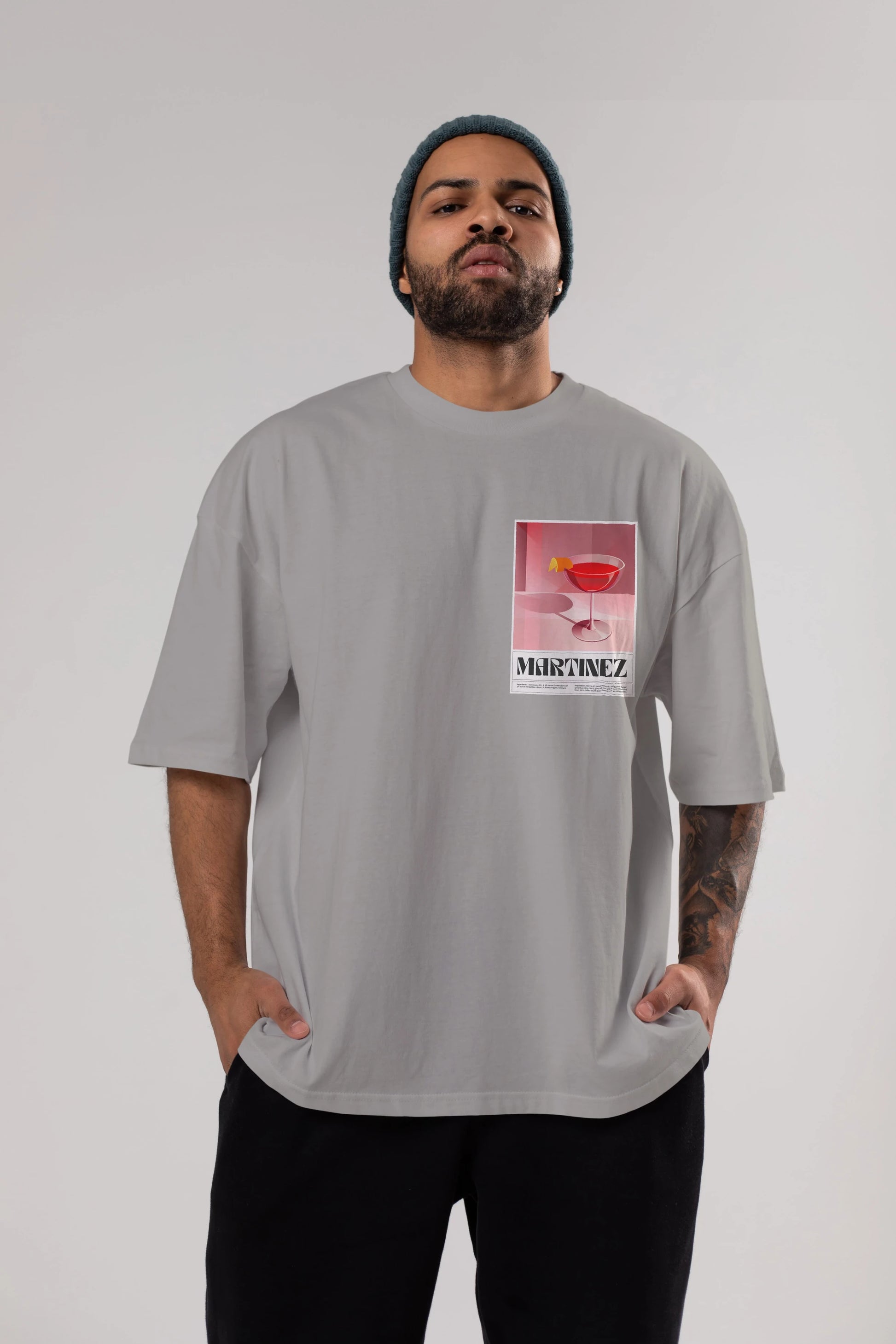 Martinez Ön Sol Baskılı Oversize t-shirt Erkek Kadın Unisex %100 Pamuk Bisiklet Yaka tişort