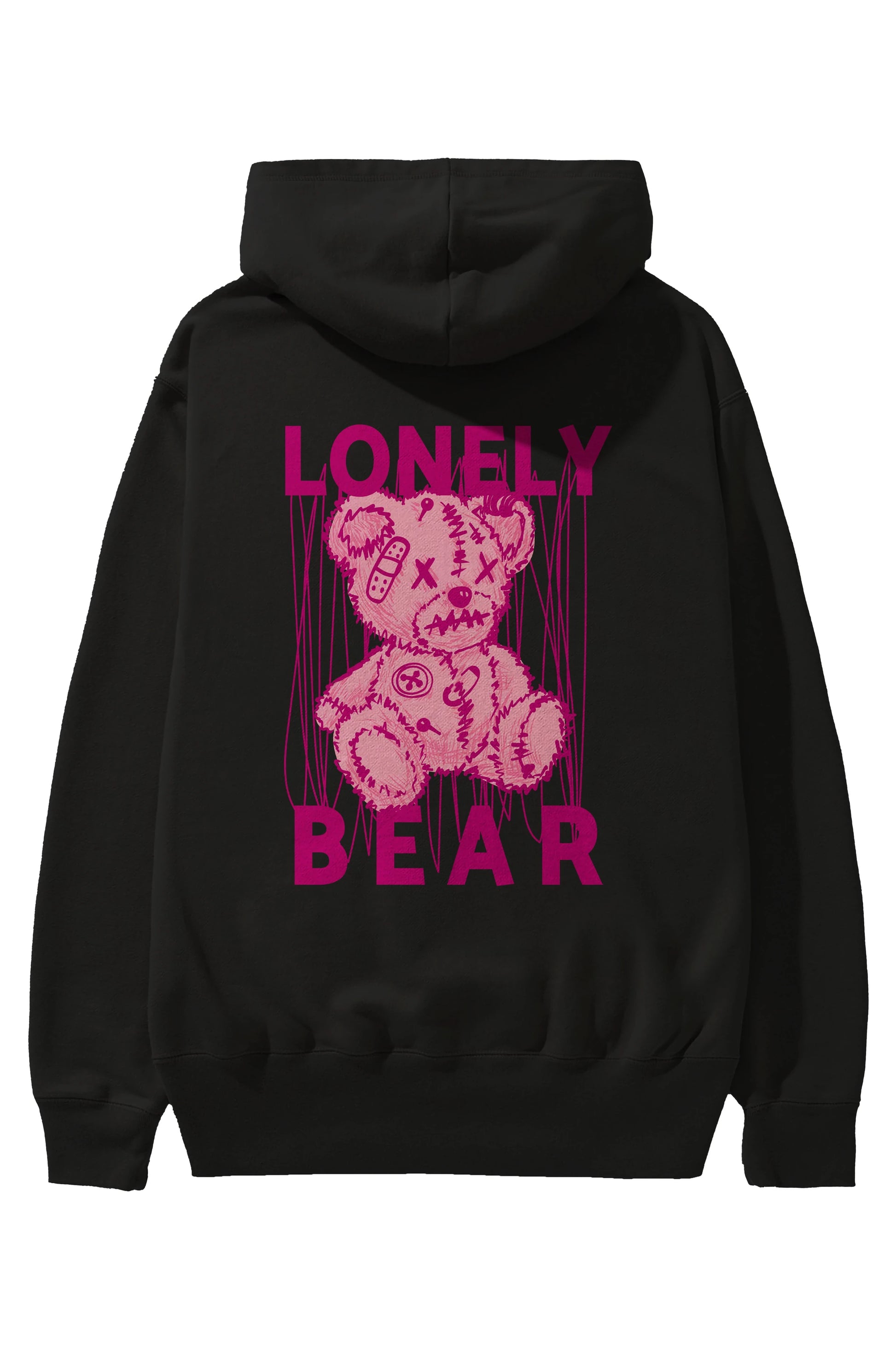 Lonely Bear Arka Baskılı Hoodie Oversize Kapüşonlu Sweatshirt Erkek Kadın Unisex