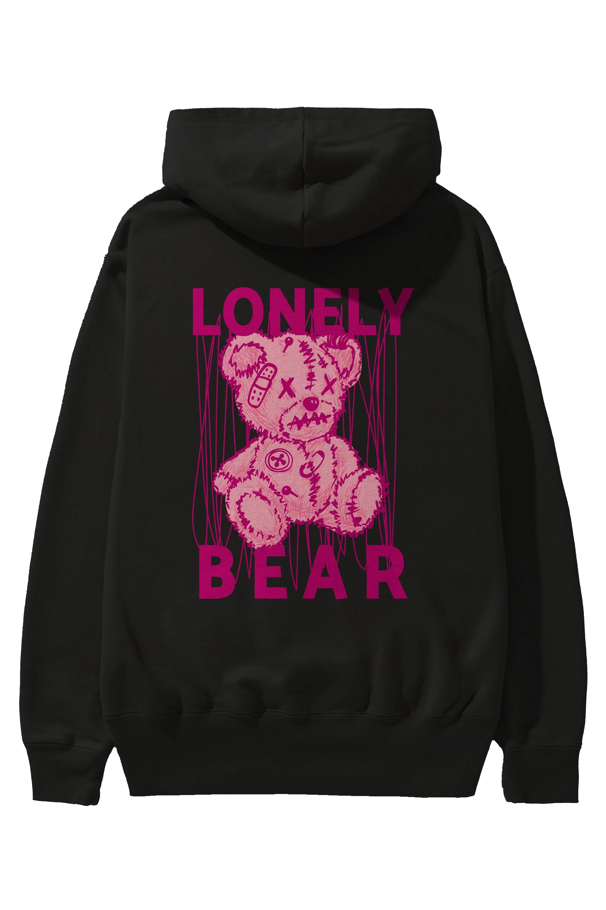 Lonely Bear Arka Baskılı Hoodie Oversize Kapüşonlu Sweatshirt Erkek Kadın Unisex