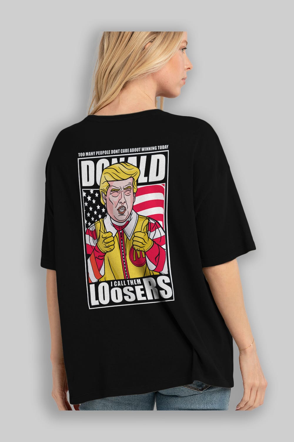 Ronald Trump Arka Baskılı Oversize t-shirt Erkek Kadın Unisex %100 Pamuk tişort