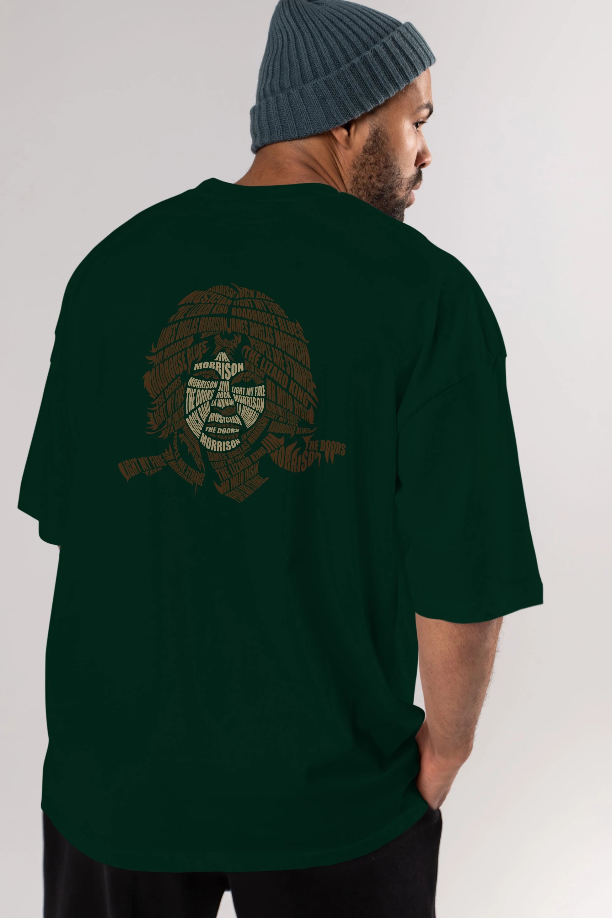 Jim Morrison Calligram Arka Baskılı Oversize t-shirt %100 pamuk Erkek Kadın Unisex