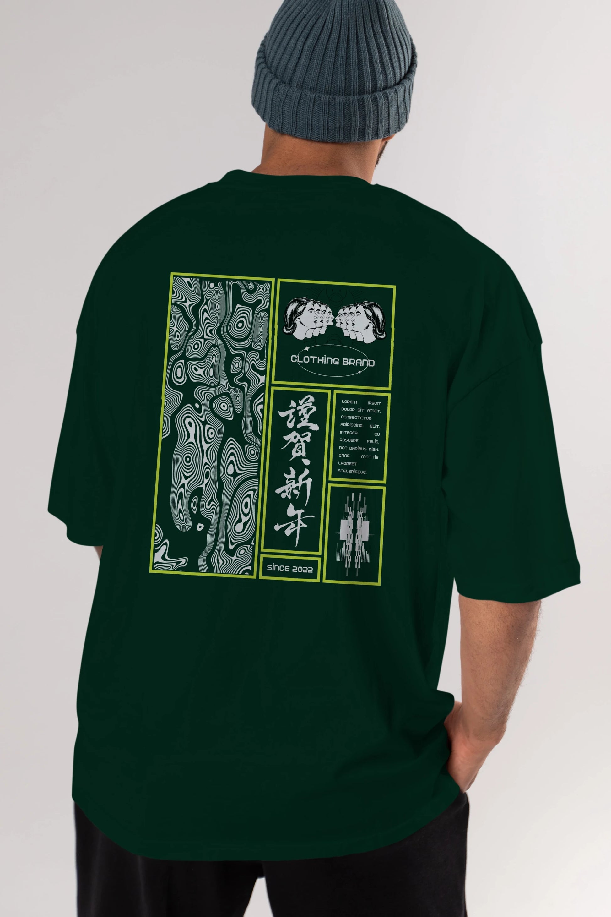 Neon Japanese Streetwear Arka Baskılı Oversize t-shirt Erkek Kadın Unisex