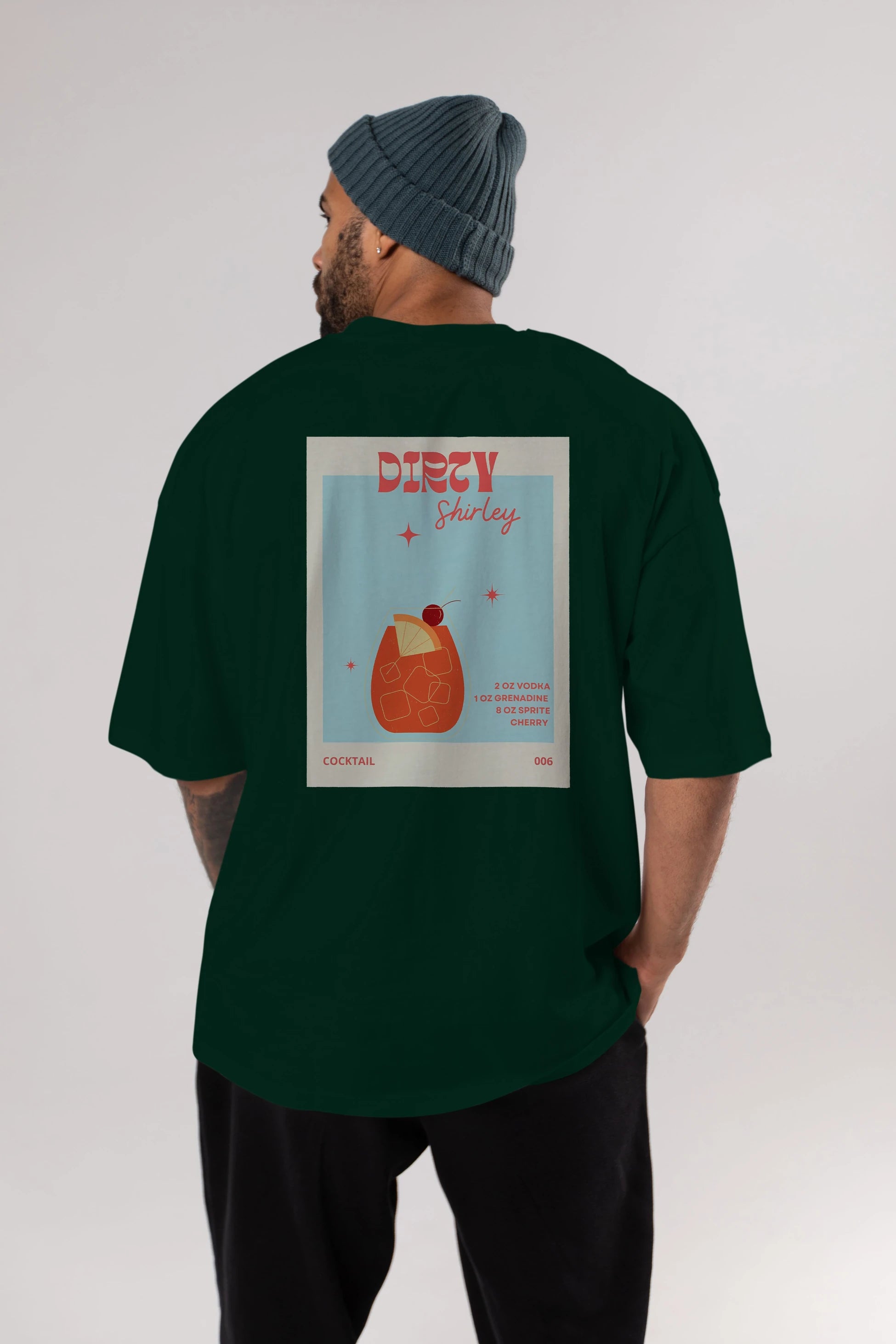 Dirty Shirley Arka Baskılı Oversize t-shirt Erkek Kadın Unisex %100 Pamuk Bisiklet Yaka tişort