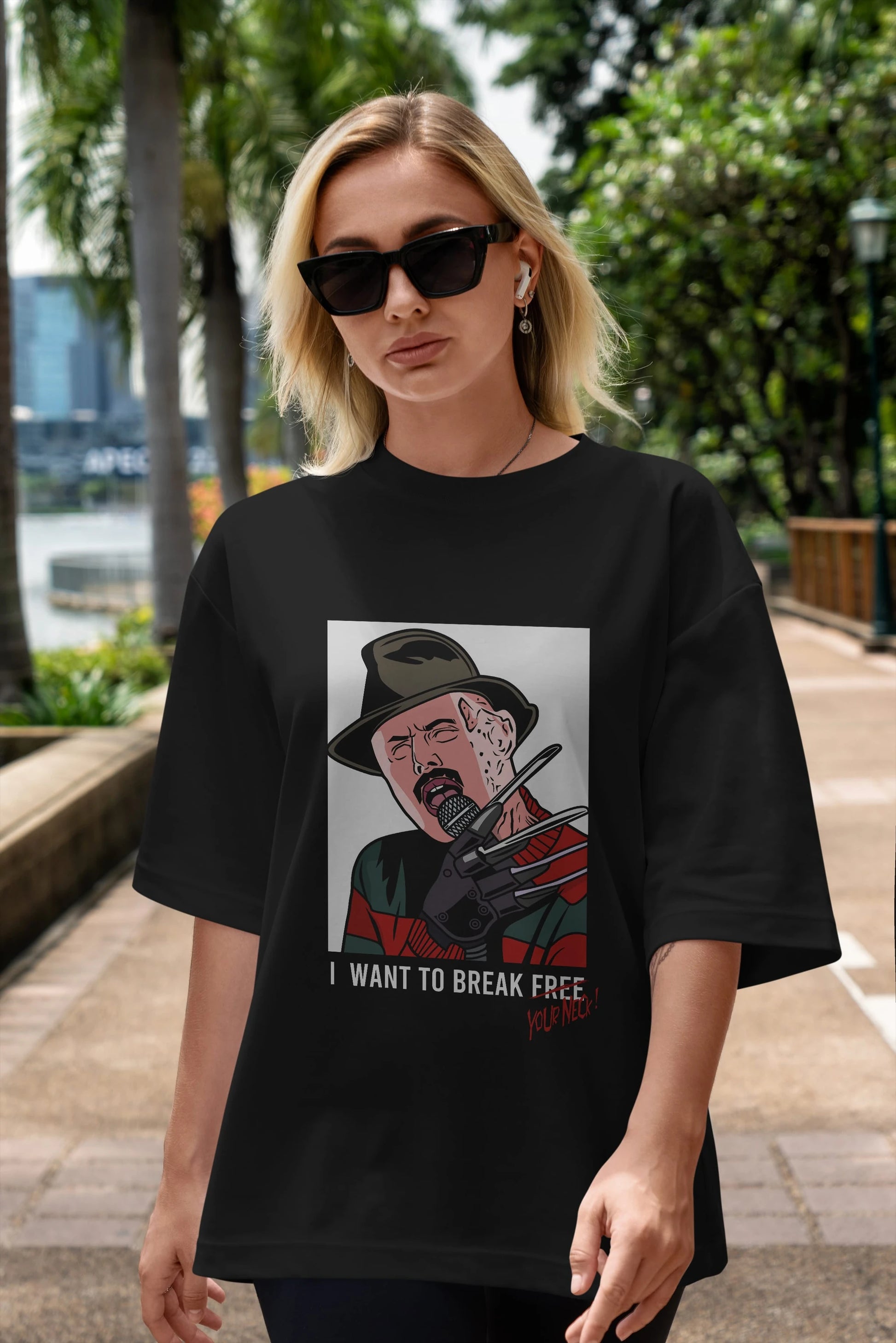 Freddy Merkrueger Ön Baskılı Oversize t-shirt Erkek Kadın Unisex %100 Pamuk tişort