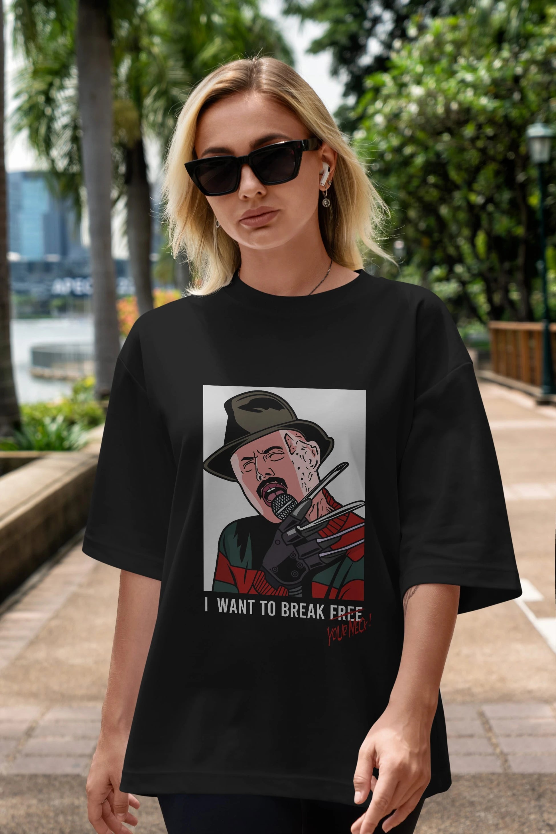 Freddy Merkrueger Ön Baskılı Oversize t-shirt Erkek Kadın Unisex %100 Pamuk tişort