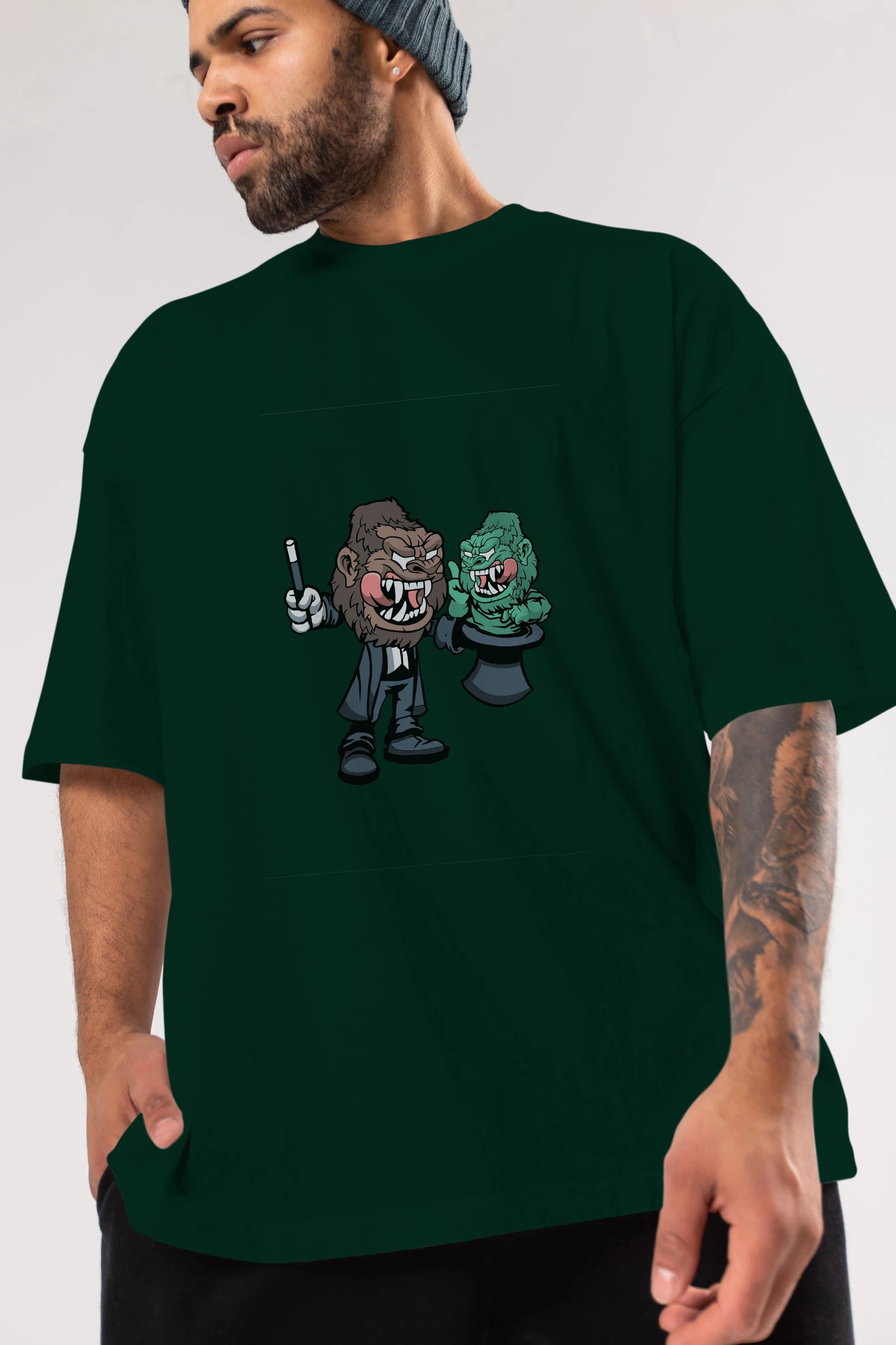 Gorilla Magician Ön Baskılı Oversize t-shirt Erkek Kadın Unisex %100 Pamuk tişort