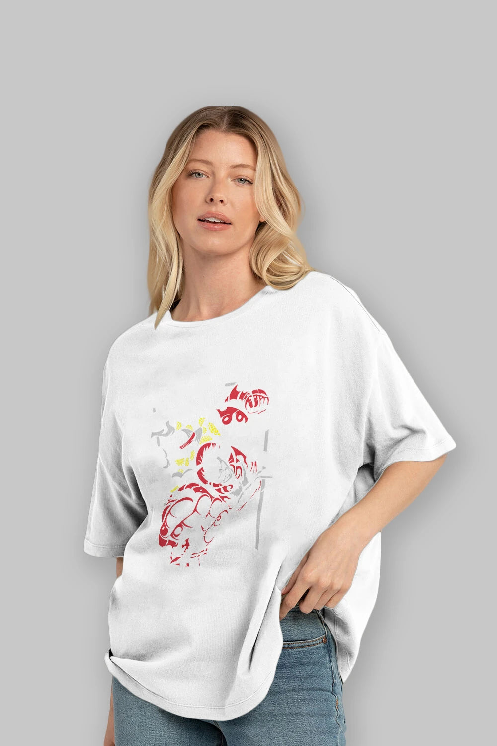 Luffy GEAR 4 Anime Ön Baskılı Oversize t-shirt Erkek Kadın Unisex