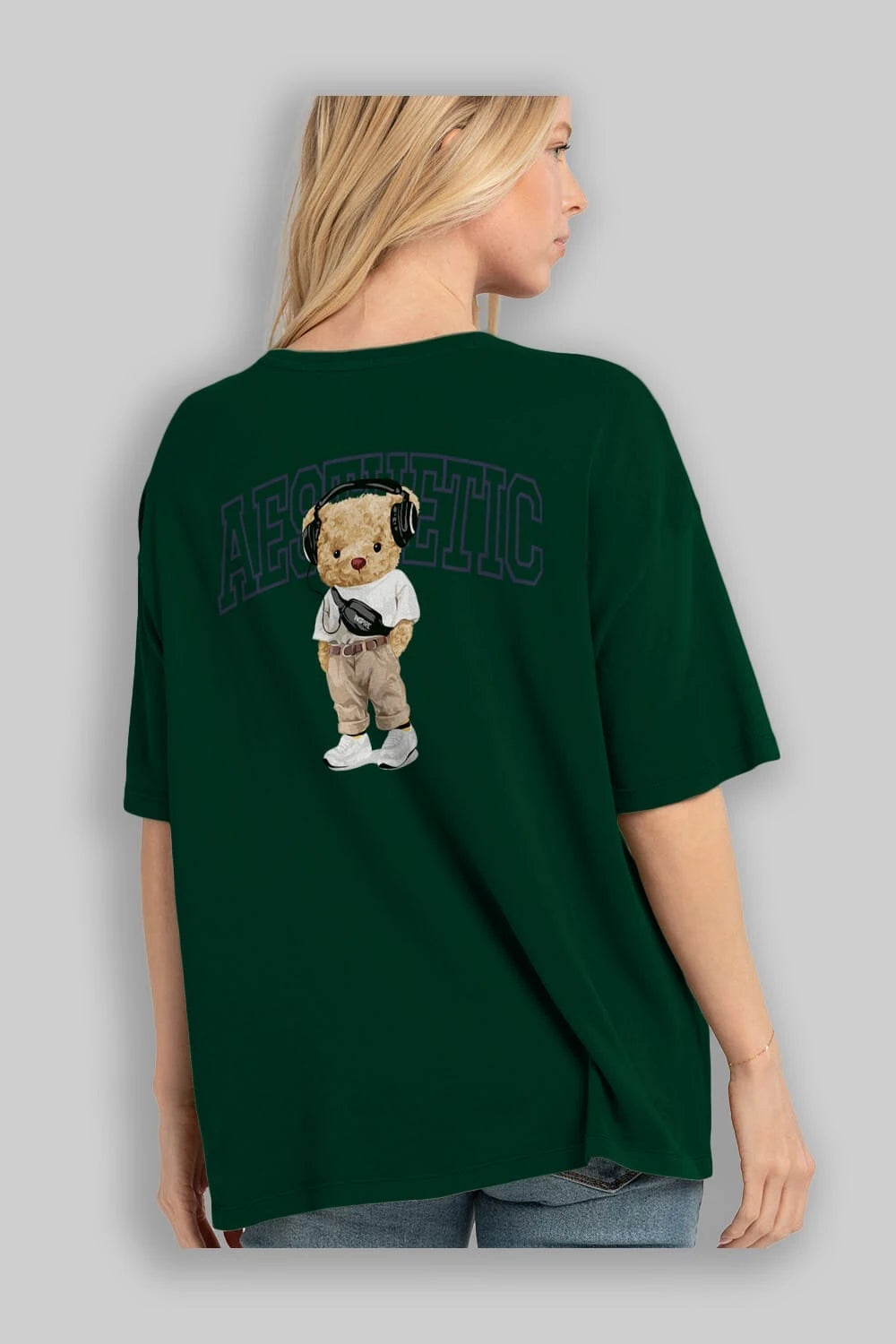 Teddy Bear Aesthetıc Arka Baskılı Oversize t-shirt Erkek Kadın Unisex %100 Pamuk