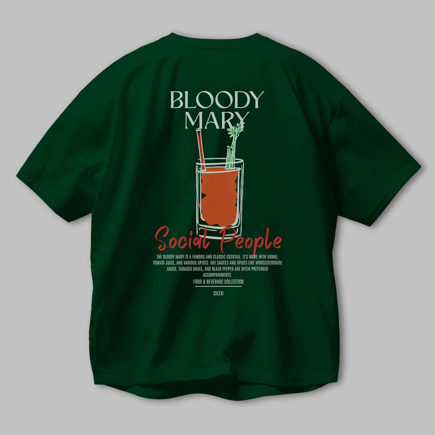 Bloody Mary Kokteyl Serisi Baskılı Oversize t-shirt Erkek Kadın Unisex %100 Pamuk Bisiklet Yaka tişort
