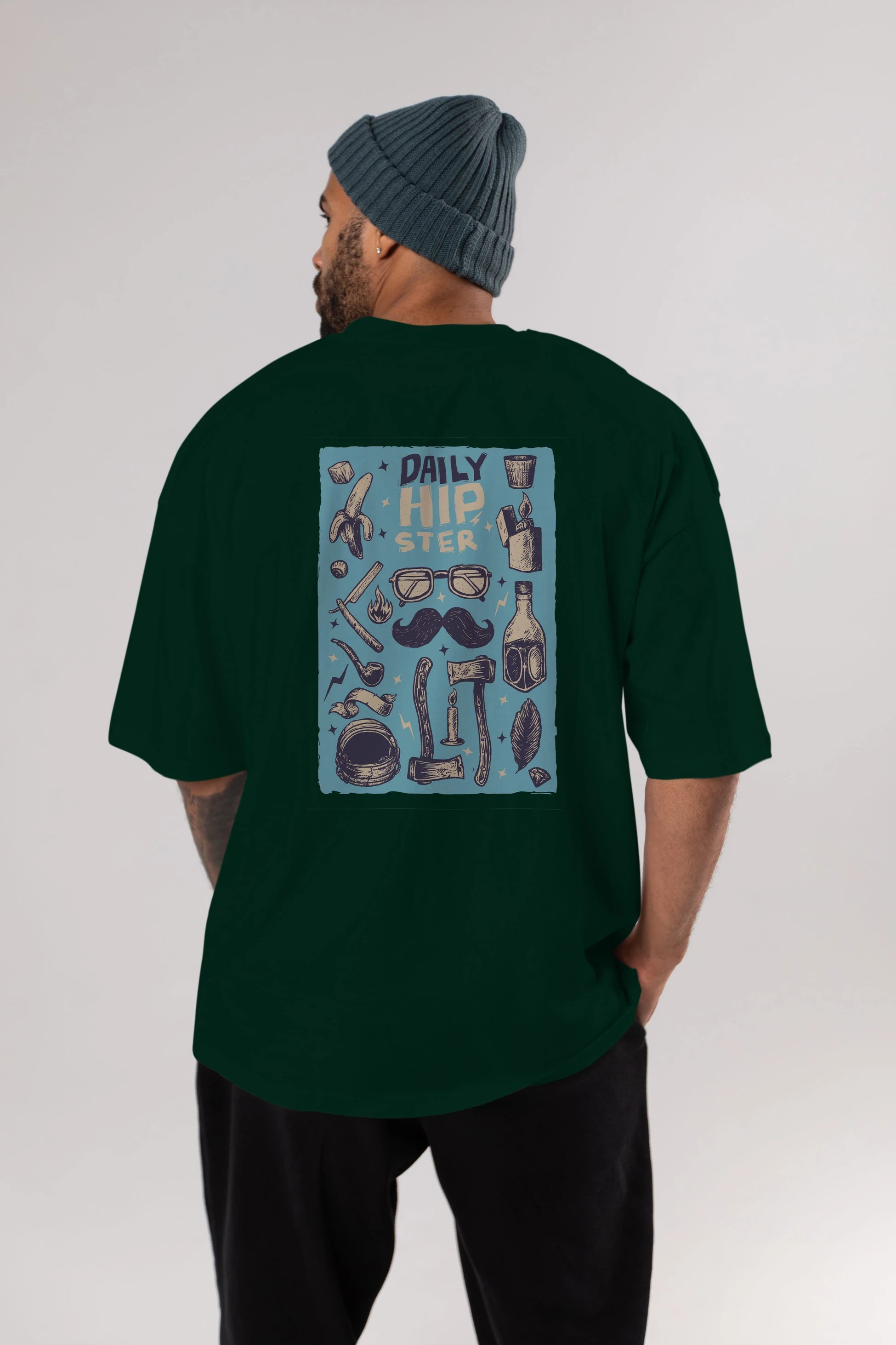 Hipster Arka Baskılı Oversize t-shirt Erkek Kadın Unisex %100 Pamuk
