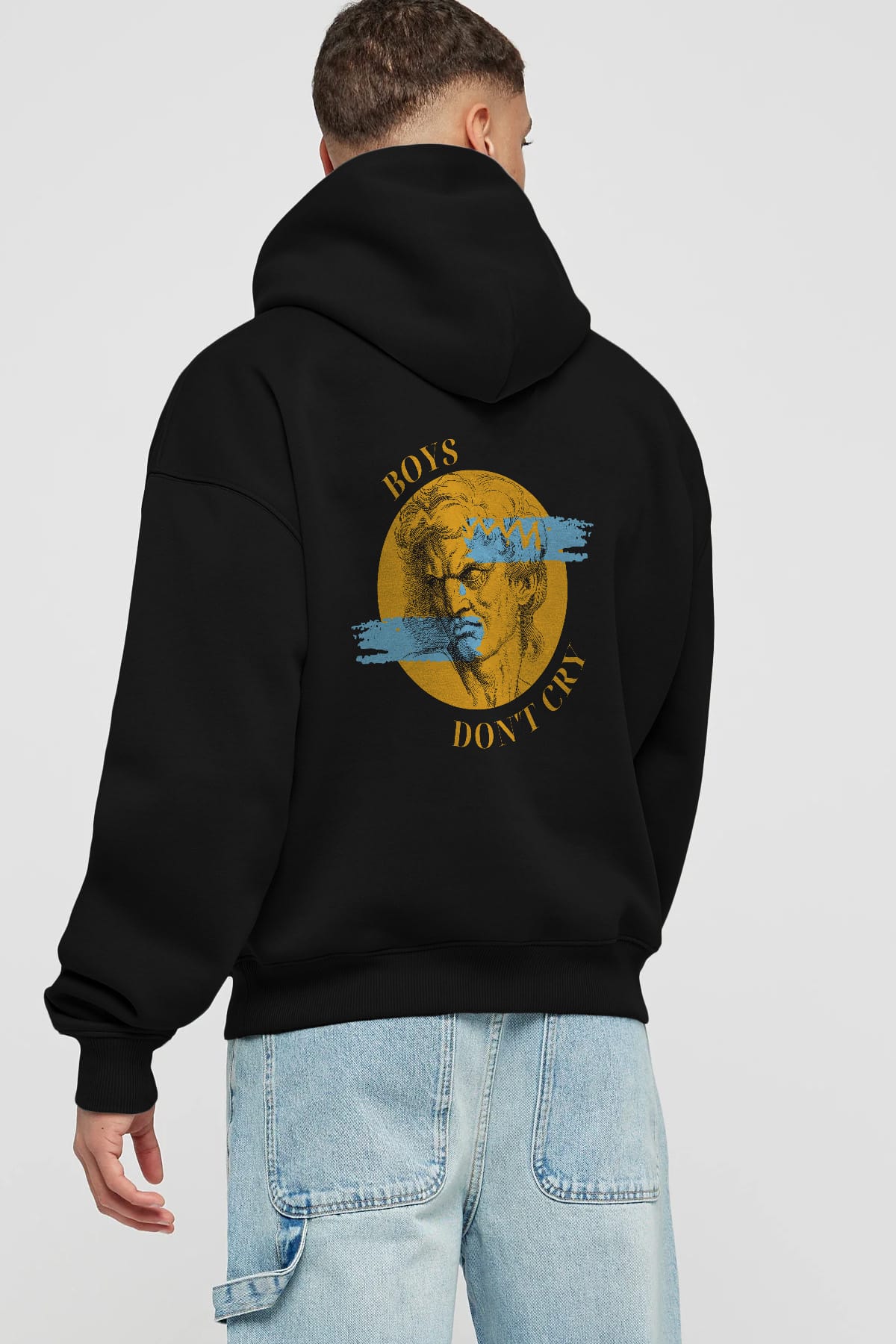 Boys Don't Cry Yazılı Arka Baskılı Oversize Hoodie Kapüşonlu Sweatshirt Erkek Kadın Unisex