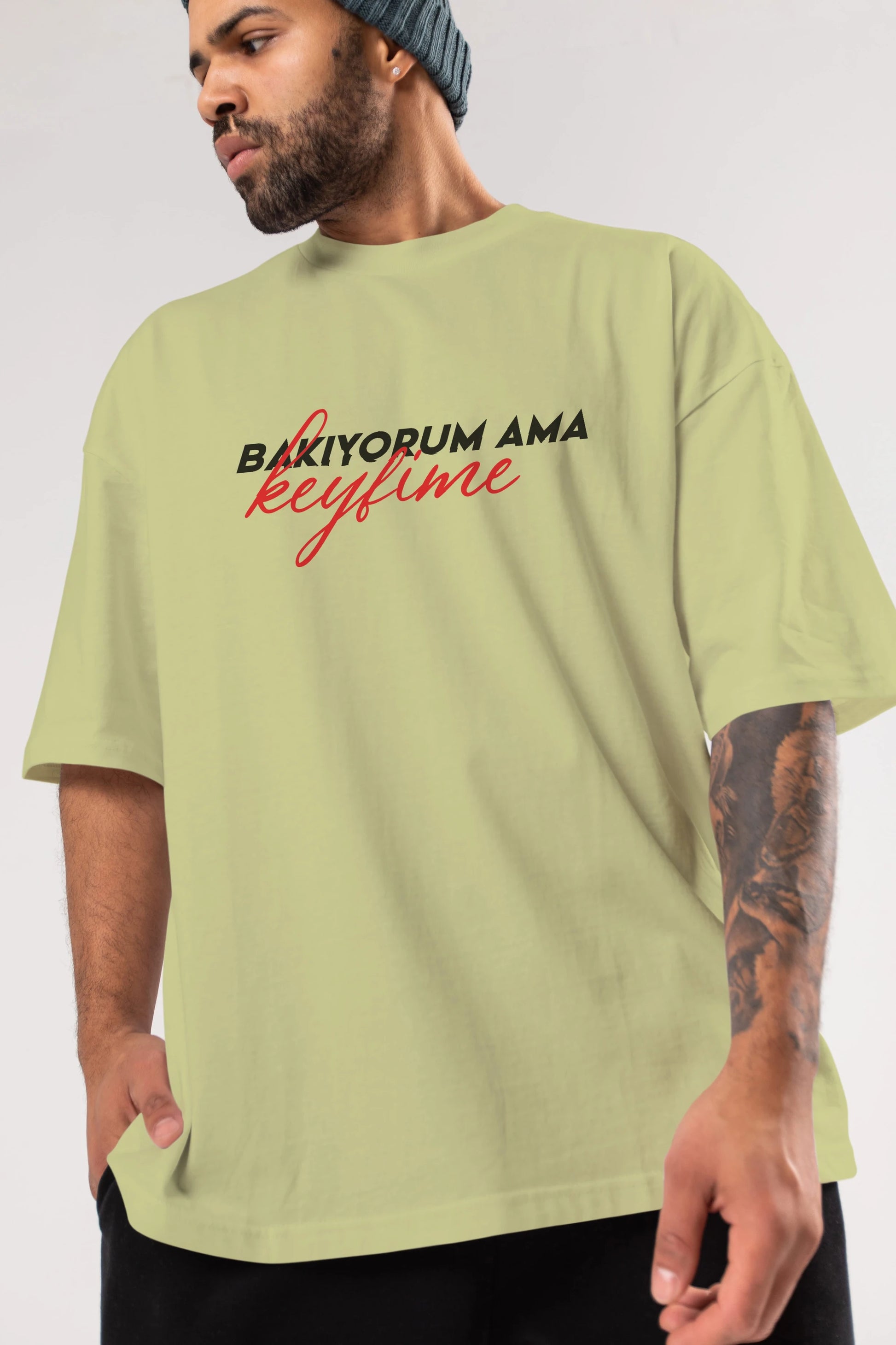 Bakıyorum Ama Keyfime Ön Baskılı Oversize t-shirt %100 pamuk Erkek Kadın Unisex
