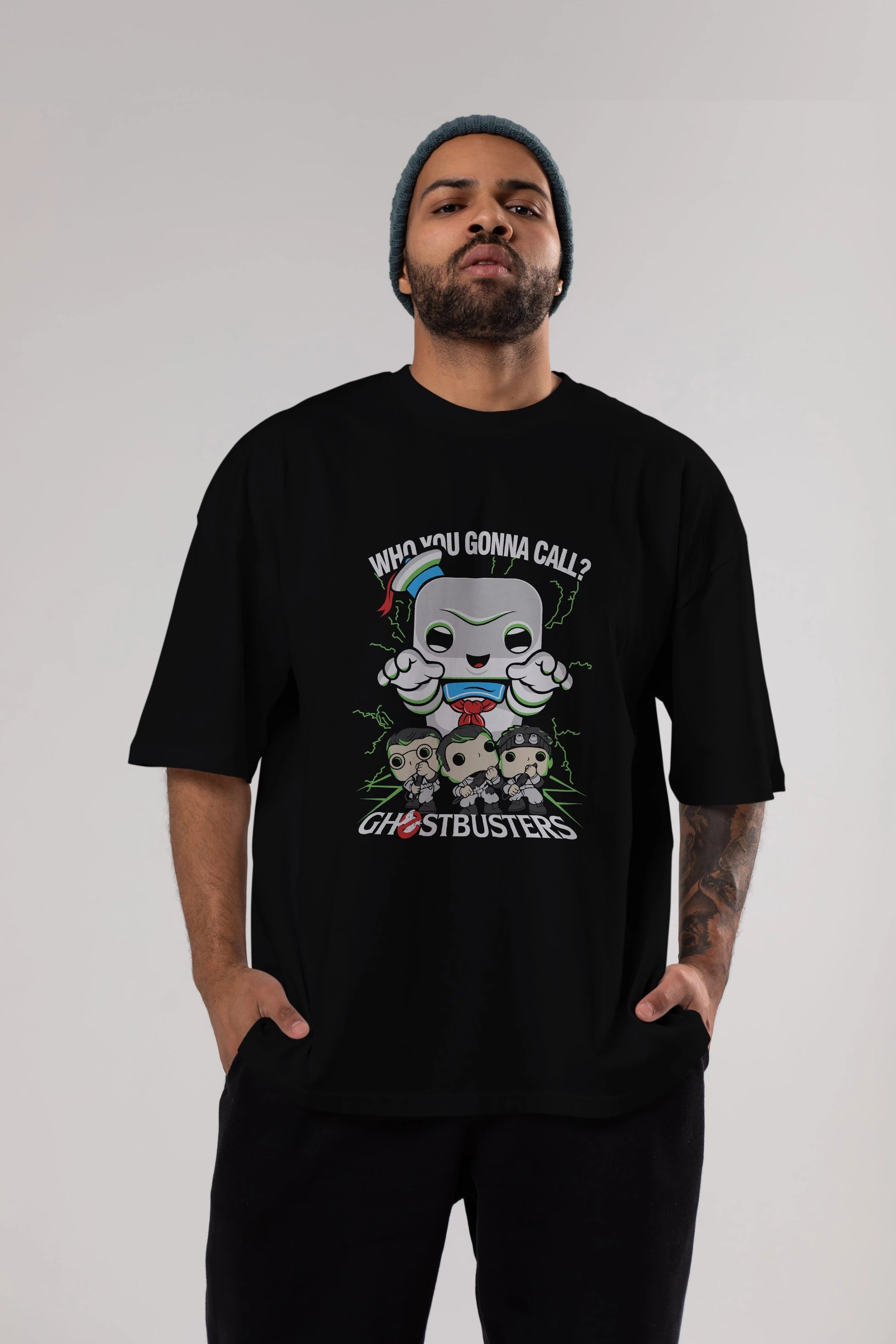Ghostbusters Ön Baskılı Oversize t-shirt Erkek Kadın Unisex %100 Pamuk Bisiklet Yaka tişort